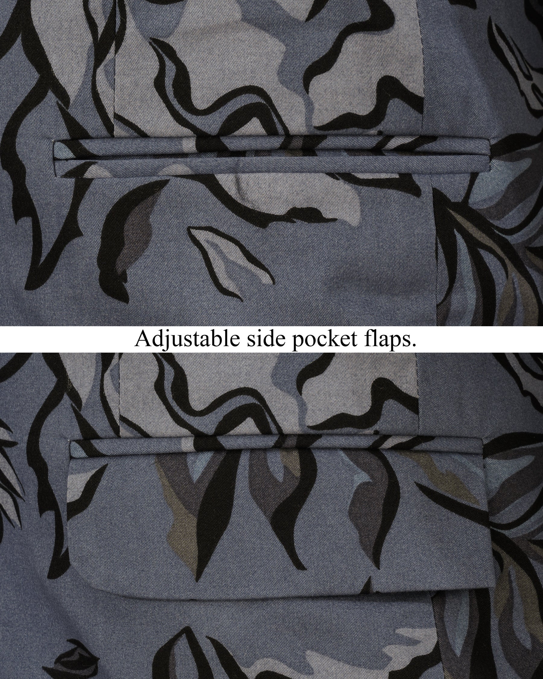 Scarpa Blue with Hurrican Gray Leaves Printed Premium Cotton Designer Blazer BL2164-SB-36, BL2164-SB-38, BL2164-SB-40, BL2164-SB-42, BL2164-SB-44, BL2164-SB-46, BL2164-SB-48, BL2164-SB-50, BL2164-SB-52, BL2164-SB-54, BL2164-SB-56, BL2164-SB-58, BL2164-SB-60