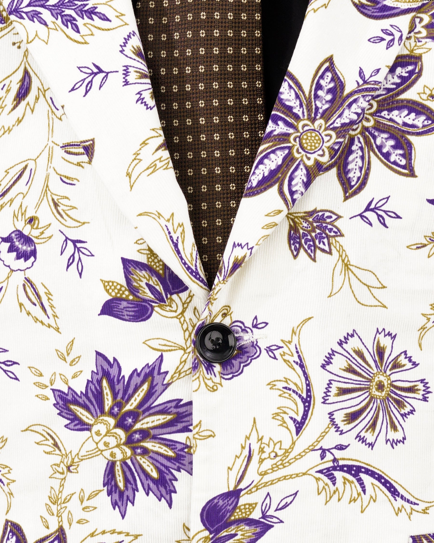 Desert Storm Cream with Eminence Blue Leaves Printed Premium Cotton Designer Blazer BL2165-SB-36, BL2165-SB-38, BL2165-SB-40, BL2165-SB-42, BL2165-SB-44, BL2165-SB-46, BL2165-SB-48, BL2165-SB-50, BL2165-SB-52, BL2165-SB-54, BL2165-SB-56, BL2165-SB-58, BL2165-SB-60