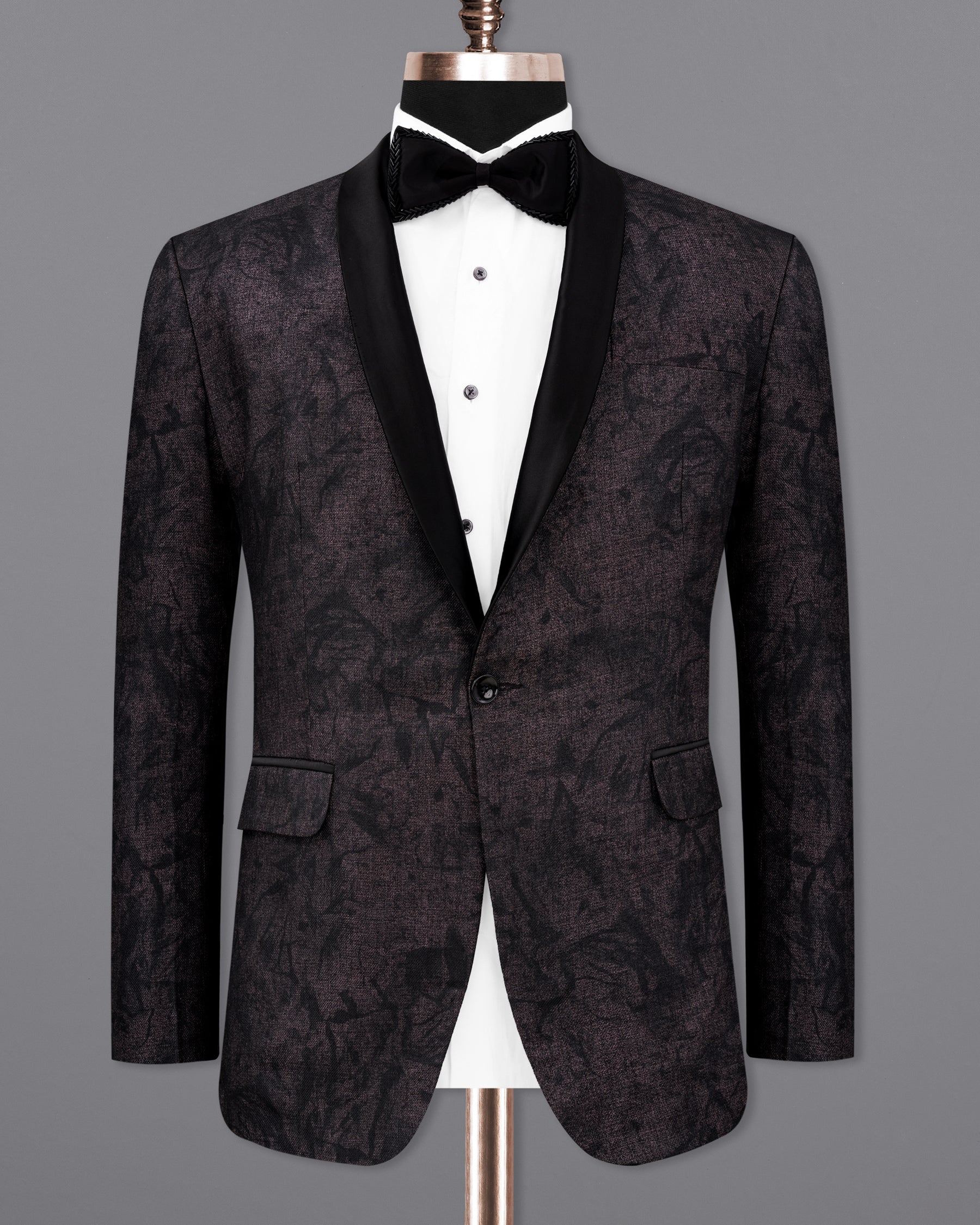 Iridium Brown and Black Printed Tuxedo Designer Blazer BL2186-BKL-36, BL2186-BKL-38, BL2186-BKL-40, BL2186-BKL-42, BL2186-BKL-44, BL2186-BKL-46, BL2186-BKL-48, BL2186-BKL-50, BL2186-BKL-52, BL2186-BKL-54, BL2186-BKL-56, BL2186-BKL-58, BL2186-BKL-60