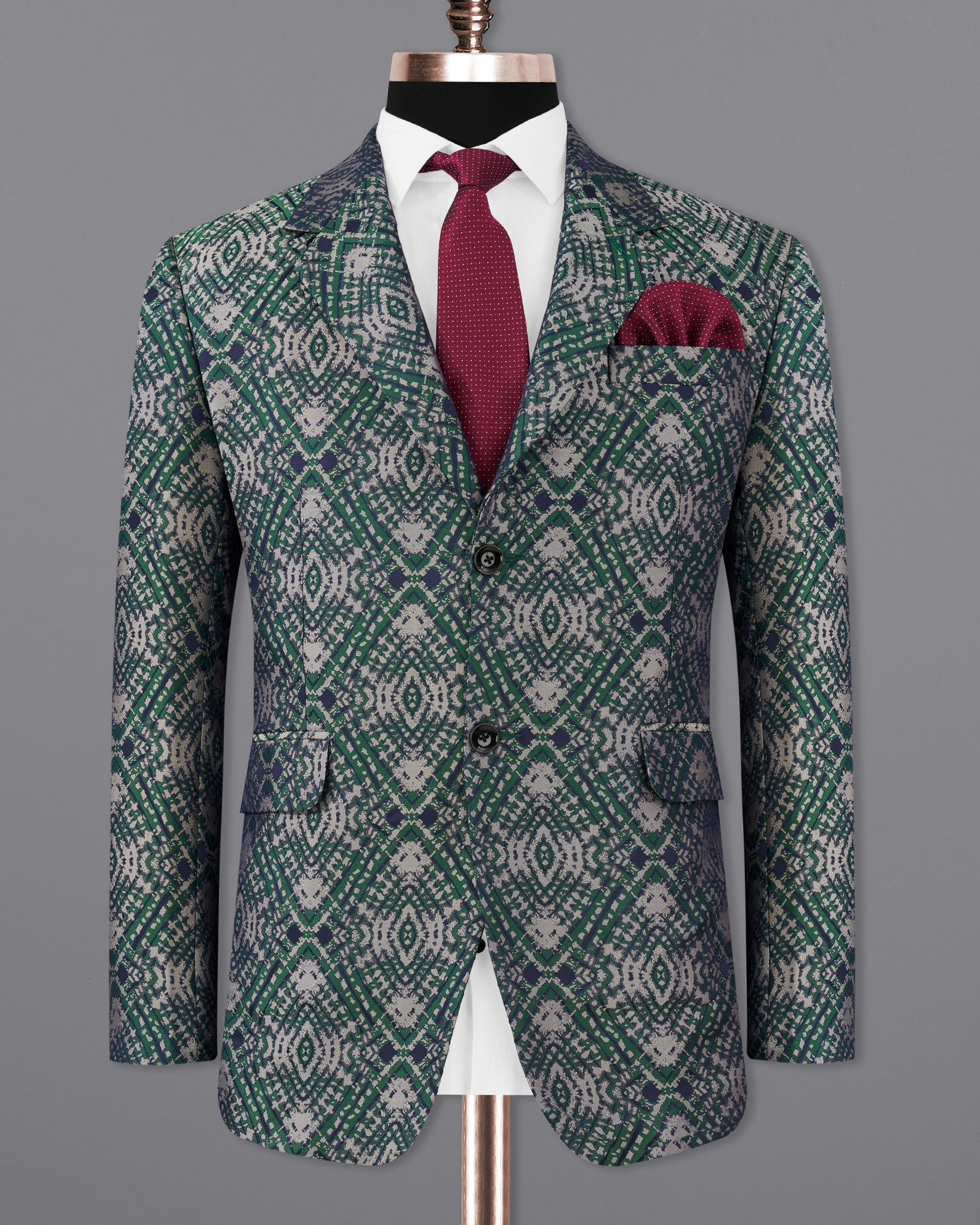 Myrtle Green with Chateau Gray Tie Dye Jacquard Textured Designer Blazer BL2189-SB-36, BL2189-SB-38, BL2189-SB-40, BL2189-SB-42, BL2189-SB-44, BL2189-SB-46, BL2189-SB-48, BL2189-SB-50, BL2189-SB-52, BL2189-SB-54, BL2189-SB-56, BL2189-SB-58, BL2189-SB-60