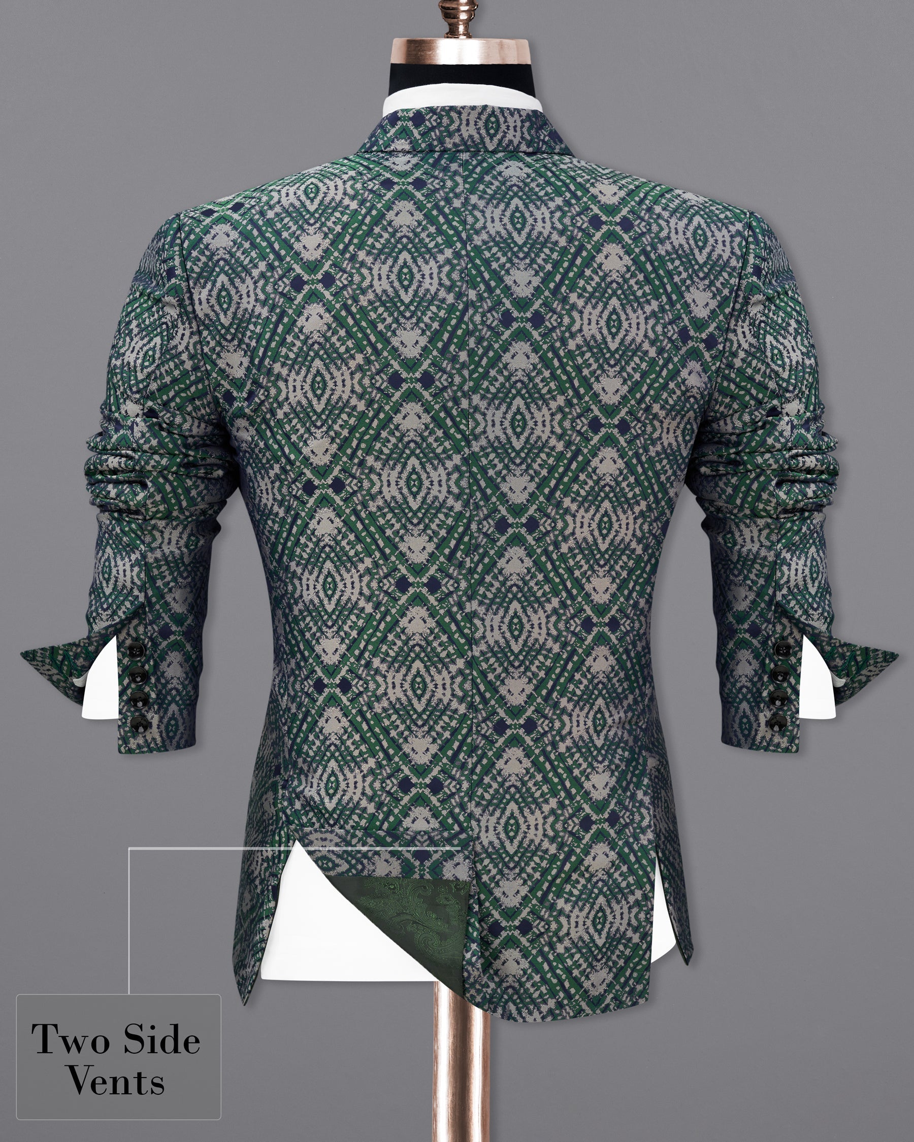 Myrtle Green with Chateau Gray Tie Dye Jacquard Textured Designer Blazer BL2189-SB-36, BL2189-SB-38, BL2189-SB-40, BL2189-SB-42, BL2189-SB-44, BL2189-SB-46, BL2189-SB-48, BL2189-SB-50, BL2189-SB-52, BL2189-SB-54, BL2189-SB-56, BL2189-SB-58, BL2189-SB-60