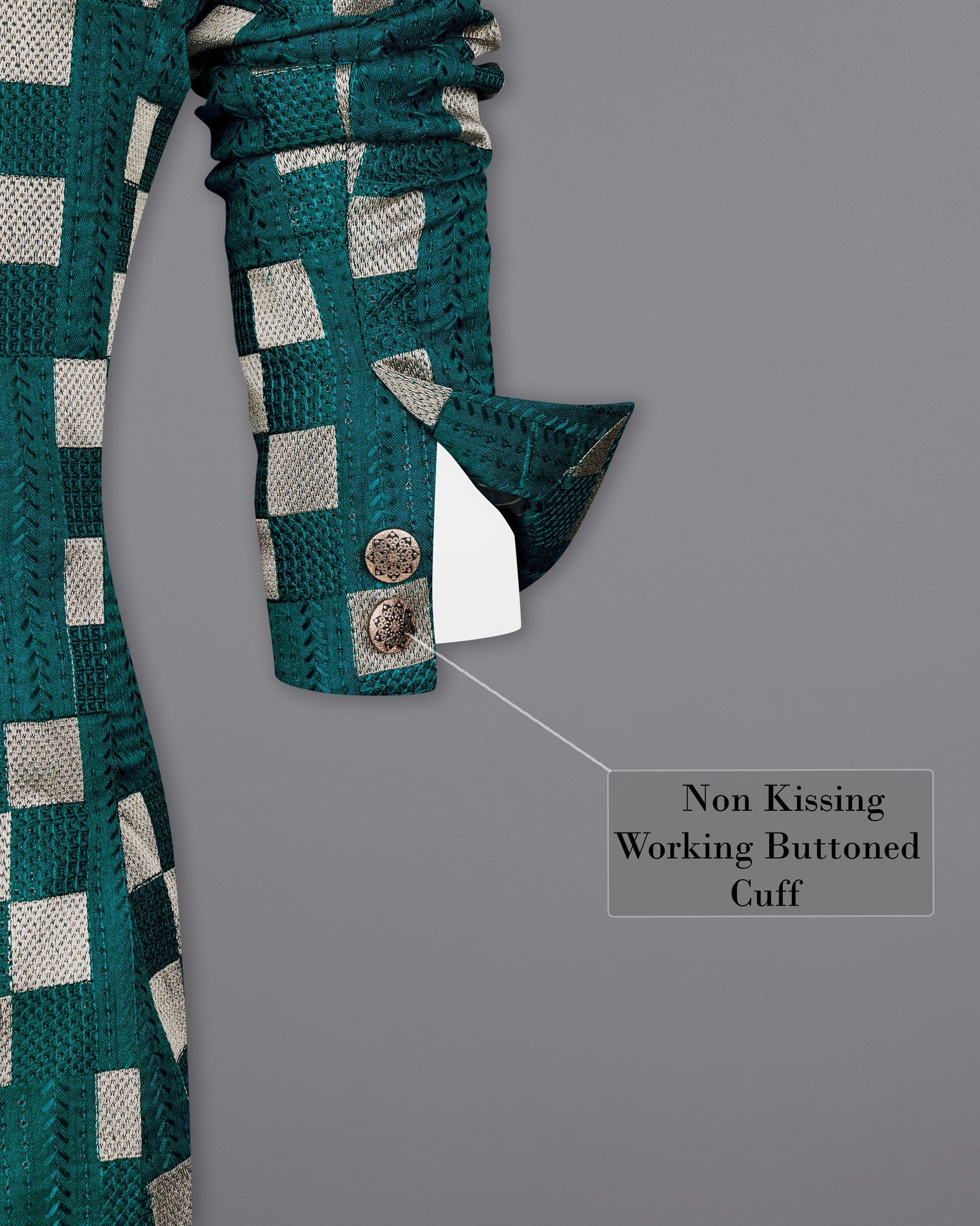 Dark Teal Green with Periglacial Cream Square Cotton Thread Heavy Embroidered Bandhgala Designer Indo-Western Blazer BL2193-BG-36, BL2193-BG-38, BL2193-BG-40, BL2193-BG-42, BL2193-BG-44, BL2193-BG-46, BL2193-BG-48, BL2193-BG-50, BL2193-BG-52, BL2193-BG-54, BL2193-BG-56, BL2193-BG-58, BL2193-BG-60