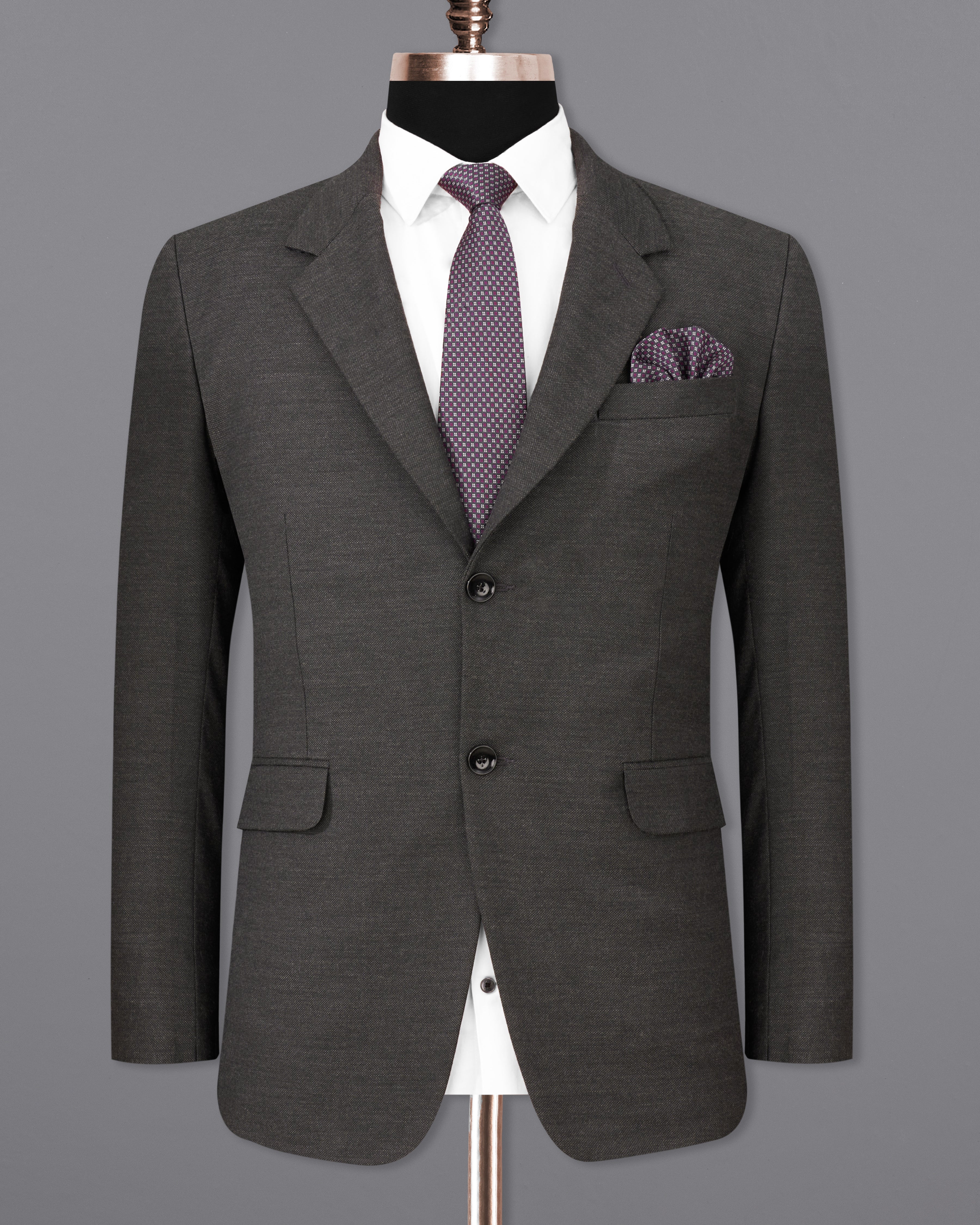 Iridium Gray Wool Rich Single Breasted Blazer