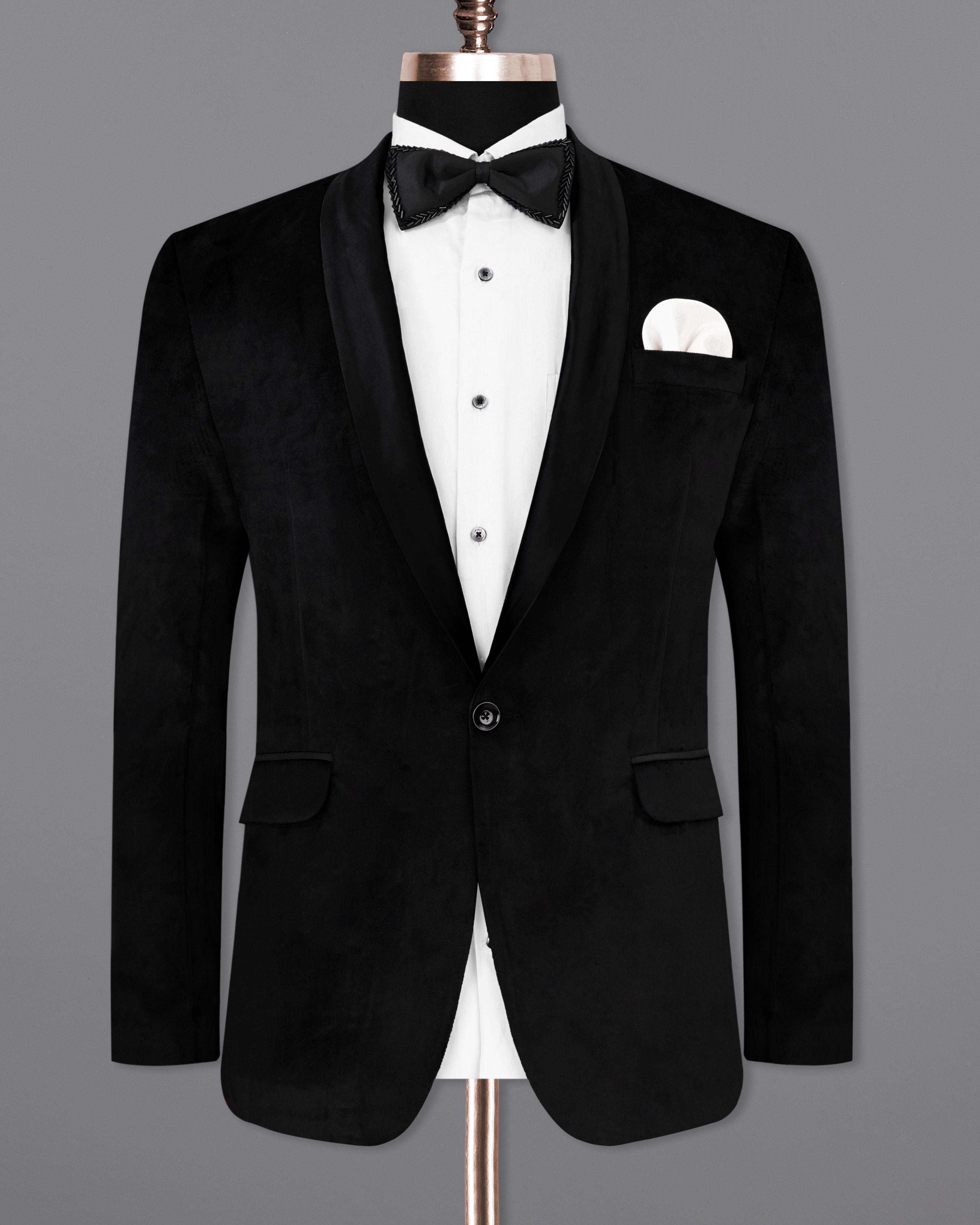 Jade Black Plain-Solid Premium Tuxedo-Blazer for Men.