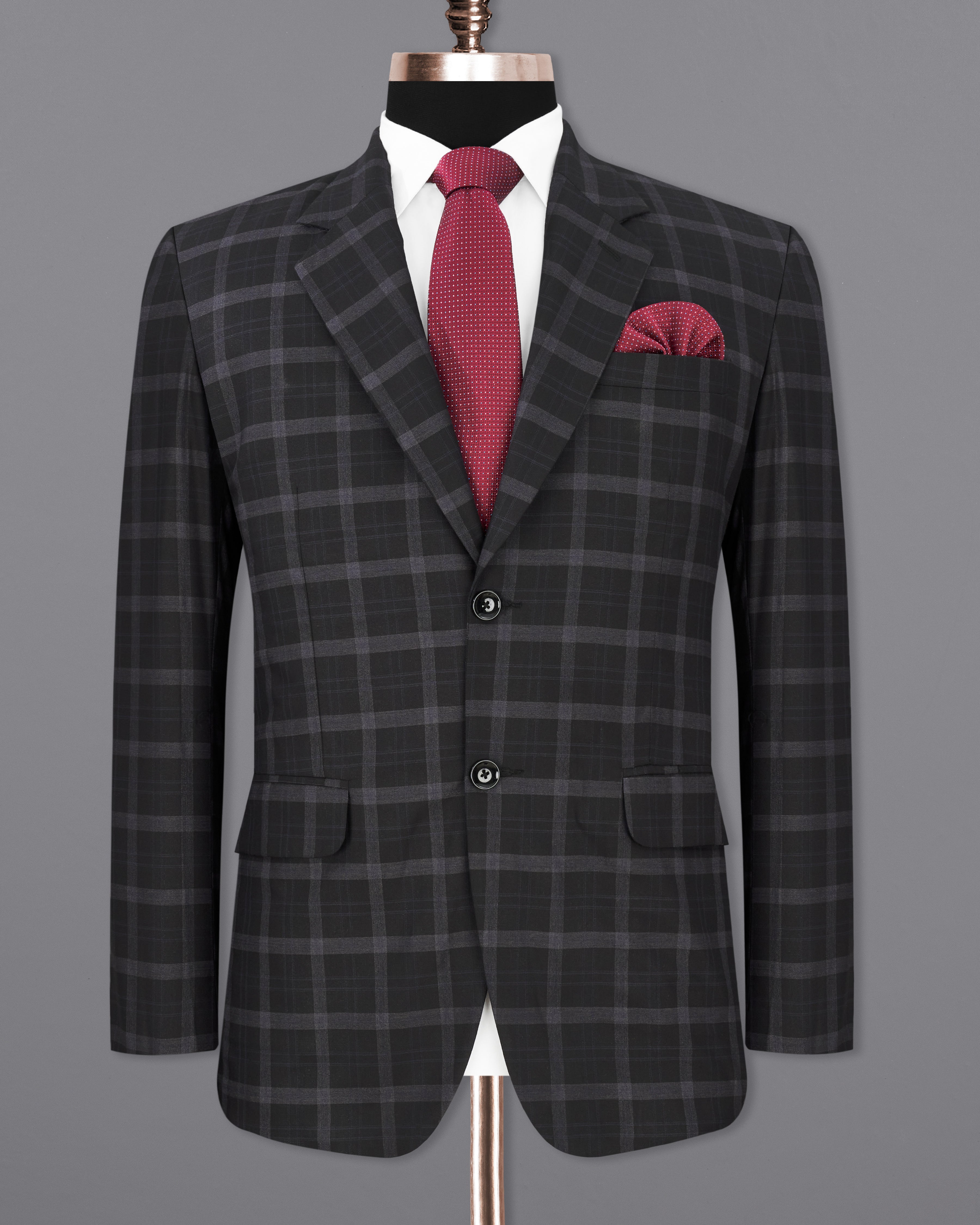 Bleached Cedar Black Plaid Single Breasted Blazer BL2294-SB-36, BL2294-SB-38, BL2294-SB-40, BL2294-SB-42, BL2294-SB-44, BL2294-SB-46, BL2294-SB-48, BL2294-SB-50, BL2294-SB-52, BL2294-SB-54, BL2294-SB-56, BL2294-SB-58, BL2294-SB-60