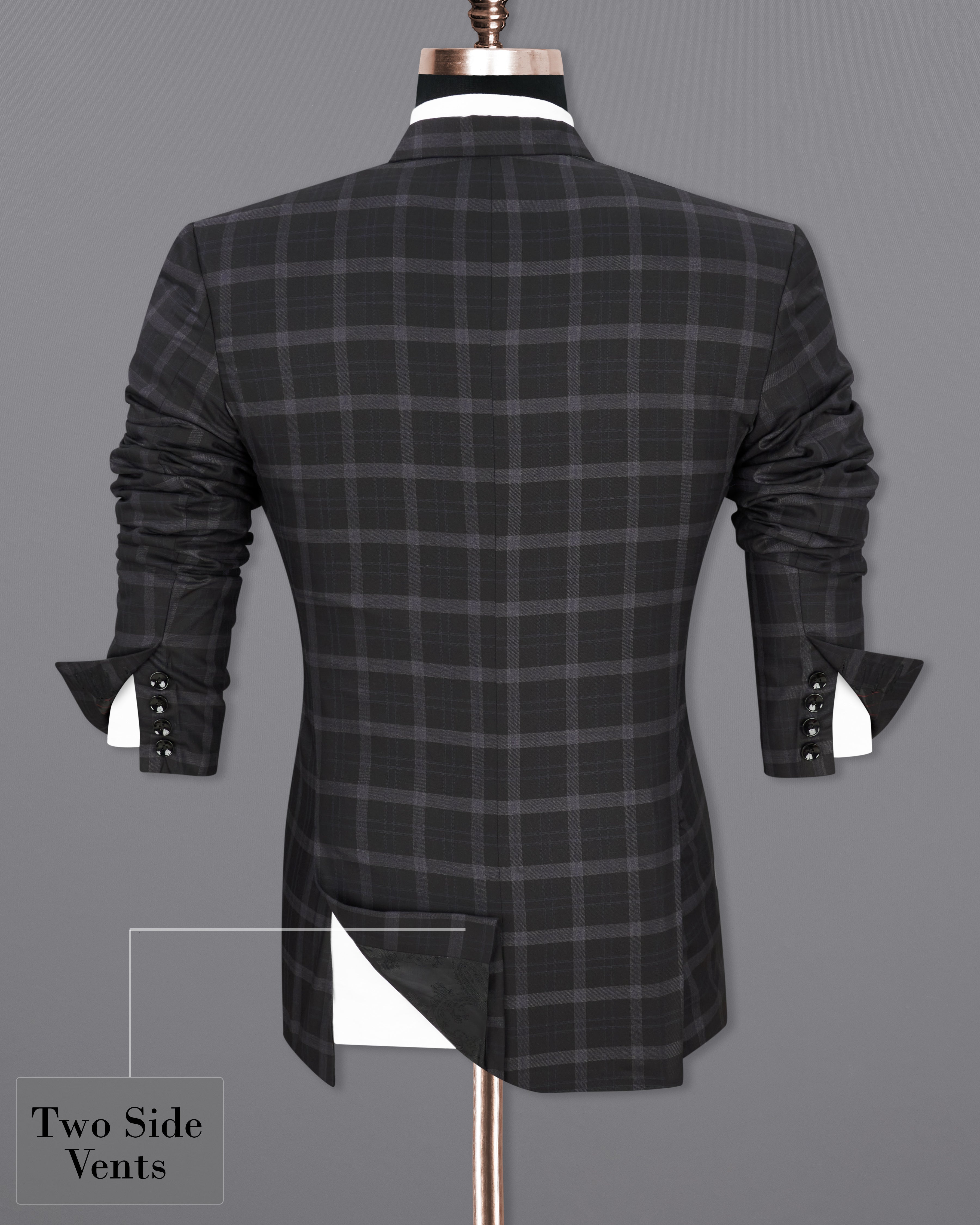 Bleached Cedar Black Plaid Single Breasted Blazer BL2294-SB-36, BL2294-SB-38, BL2294-SB-40, BL2294-SB-42, BL2294-SB-44, BL2294-SB-46, BL2294-SB-48, BL2294-SB-50, BL2294-SB-52, BL2294-SB-54, BL2294-SB-56, BL2294-SB-58, BL2294-SB-60