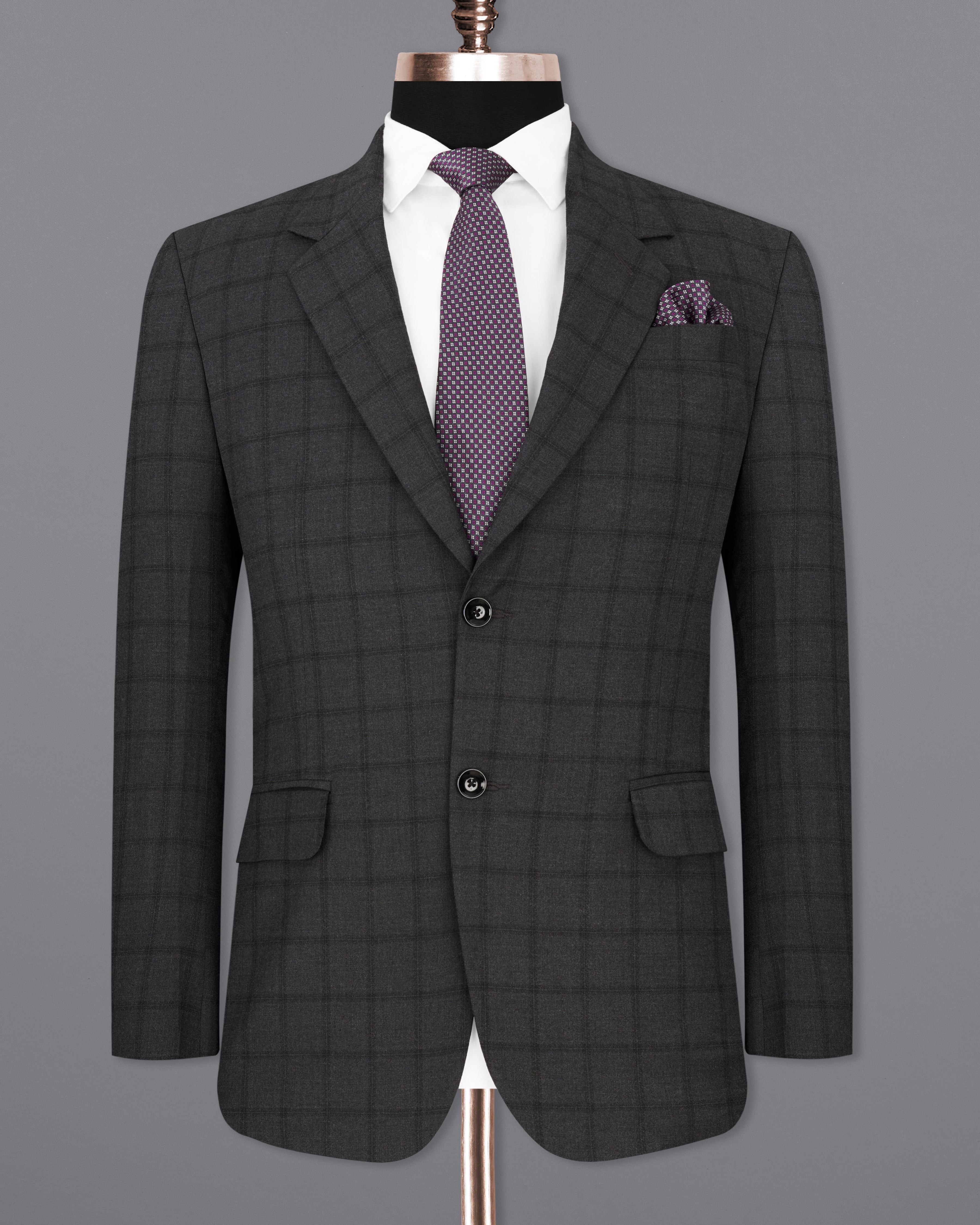 Baltic Black Windowpane Single Breasted Blazer BL2311-SB-36, BL2311-SB-38, BL2311-SB-40, BL2311-SB-42, BL2311-SB-44, BL2311-SB-46, BL2311-SB-48, BL2311-SB-50, BL2311-SB-52, BL2311-SB-54, BL2311-SB-56, BL2311-SB-58, BL2311-SB-60