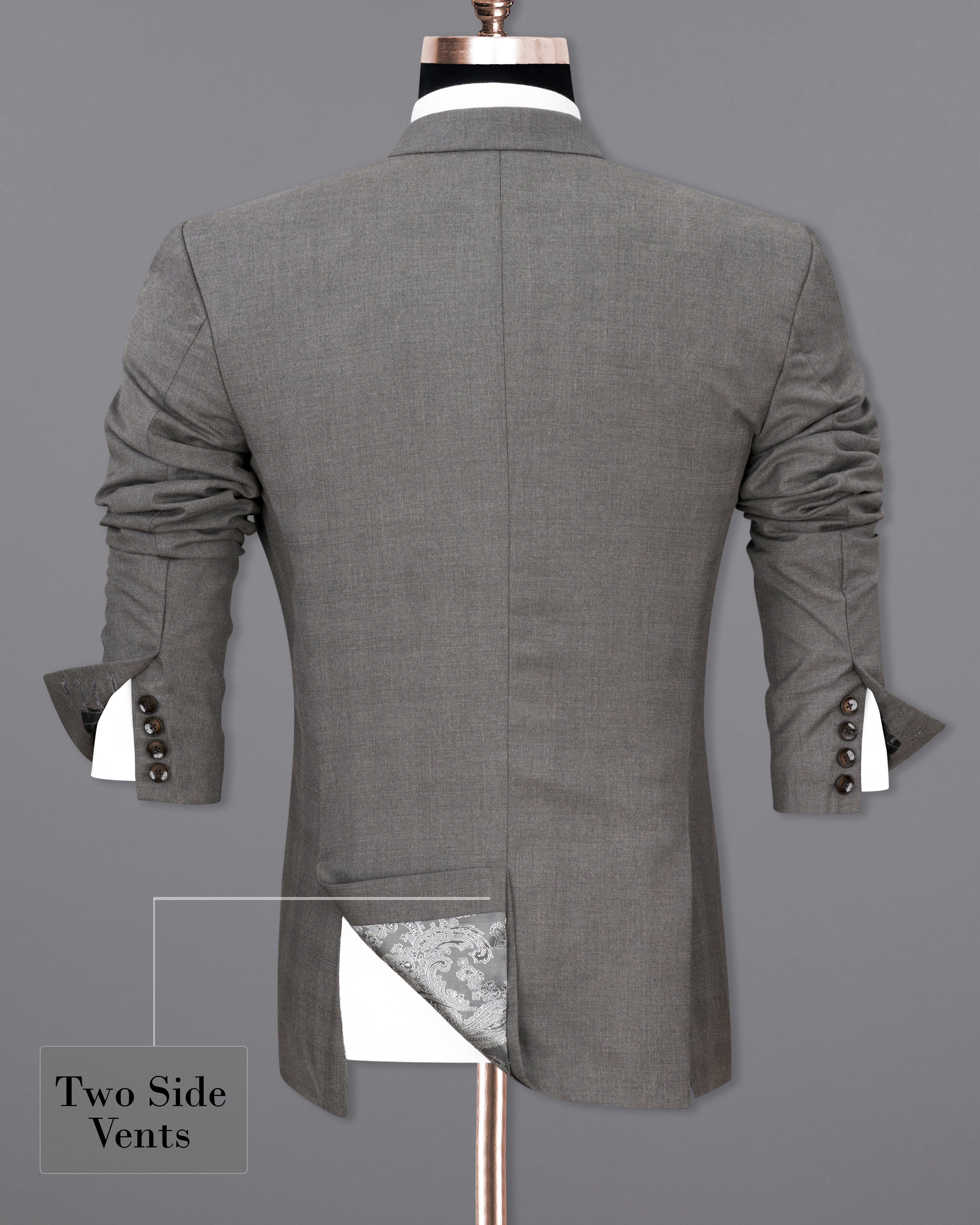 Chicago Gray Textured Premium Terry-Rayon Double-Breasted-Blazers