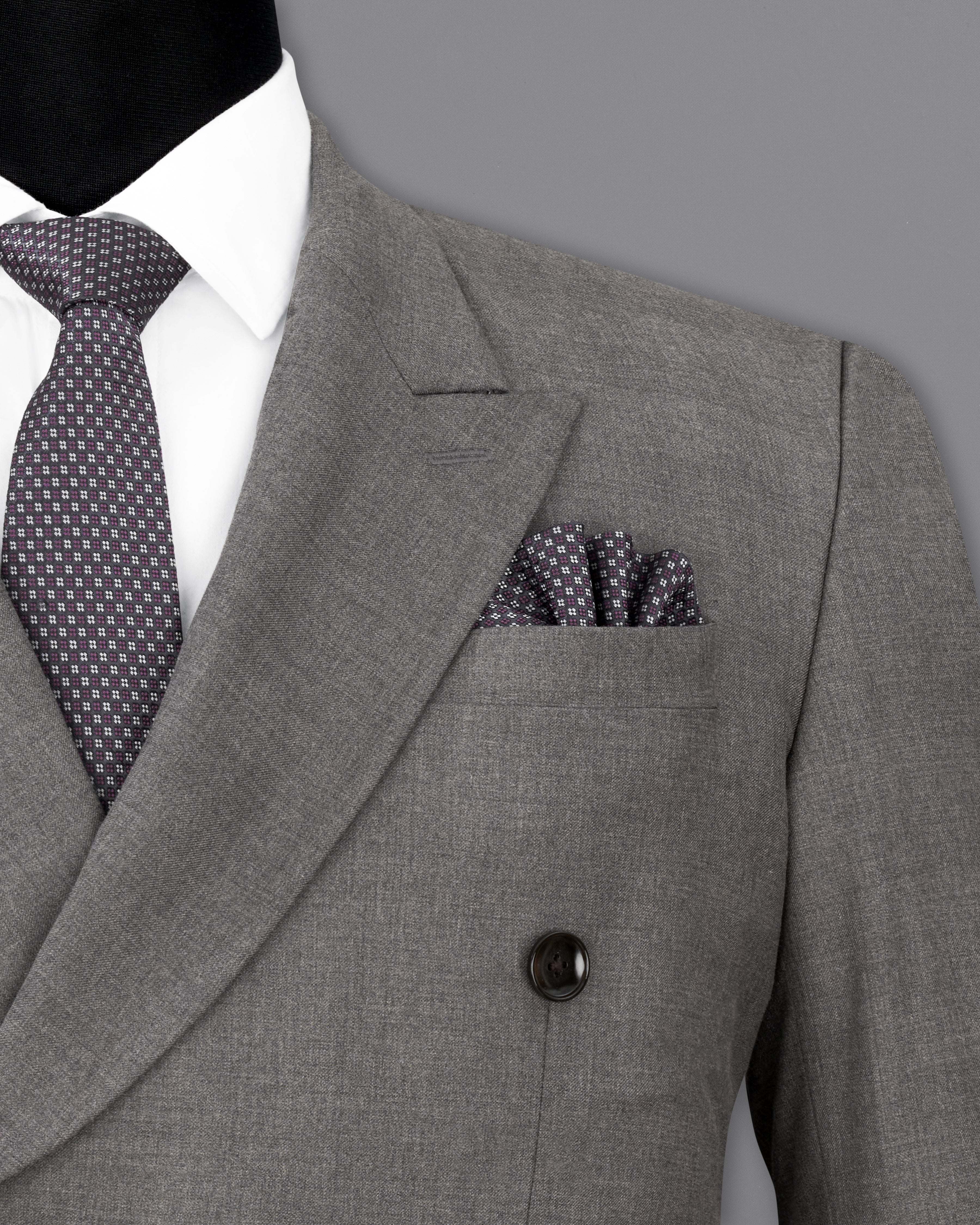 Chicago Gray Textured Premium Terry-Rayon Double-Breasted-Blazers