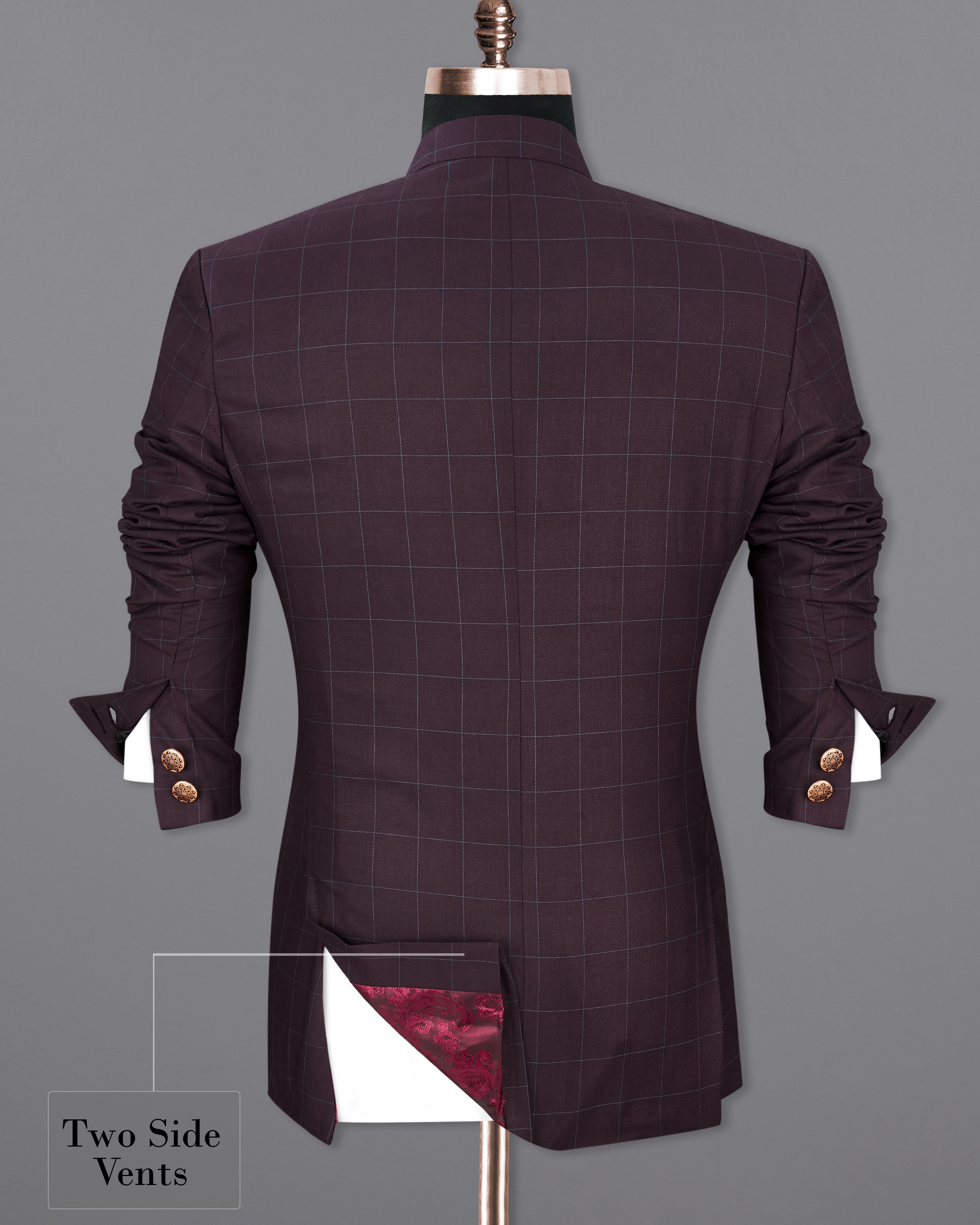 Thunder Maroon Windowpane Cross Buttoned Bandhgala Blazer BL2332-CBG-36, BL2332-CBG-38, BL2332-CBG-40, BL2332-CBG-42, BL2332-CBG-44, BL2332-CBG-46, BL2332-CBG-48, BL2332-CBG-50, BL2332-CBG-52, BL2332-CBG-54, BL2332-CBG-56, BL2332-CBG-58, BL2332-CBG-60