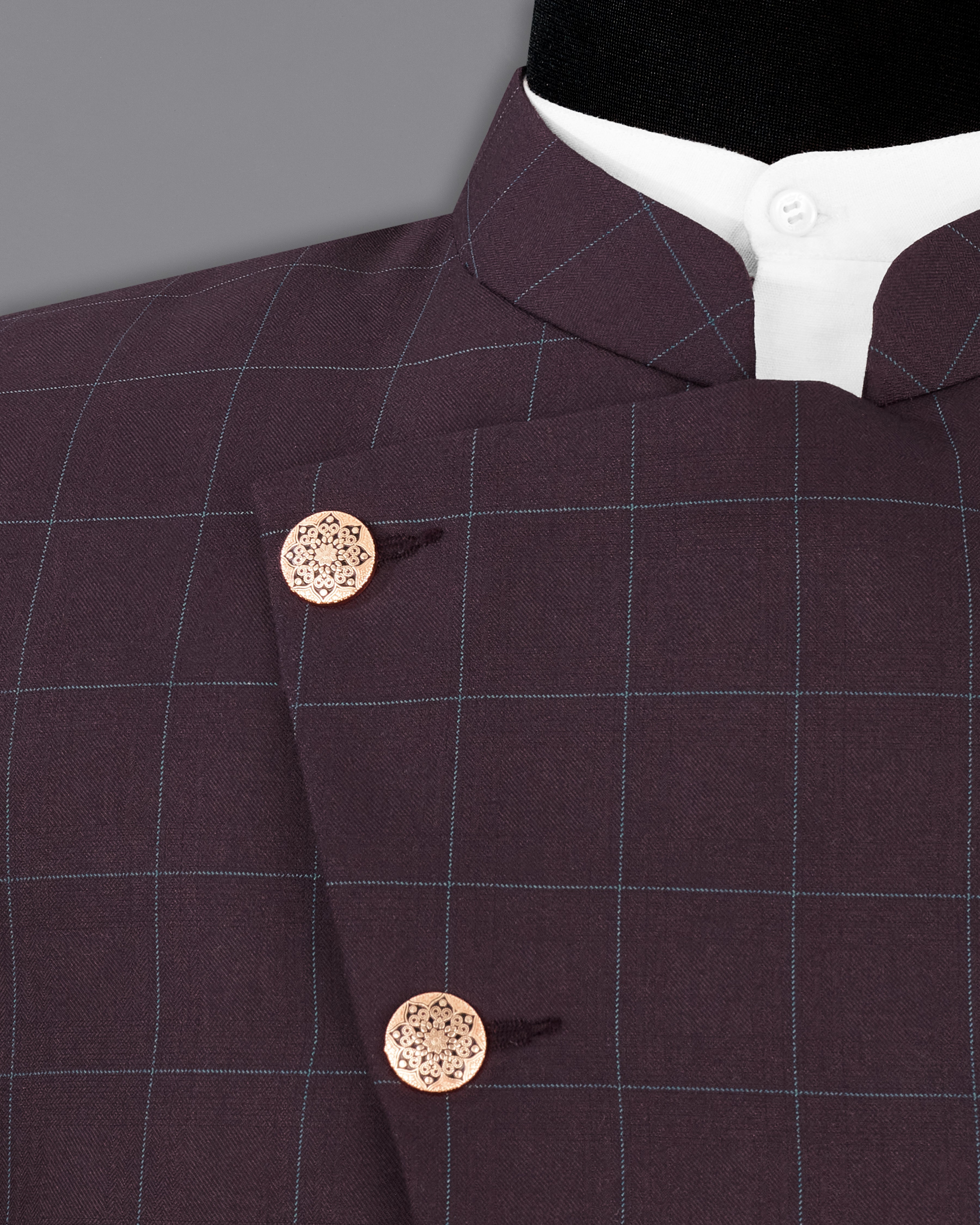 Thunder Maroon Windowpane Cross Buttoned Bandhgala Blazer BL2332-CBG-36, BL2332-CBG-38, BL2332-CBG-40, BL2332-CBG-42, BL2332-CBG-44, BL2332-CBG-46, BL2332-CBG-48, BL2332-CBG-50, BL2332-CBG-52, BL2332-CBG-54, BL2332-CBG-56, BL2332-CBG-58, BL2332-CBG-60