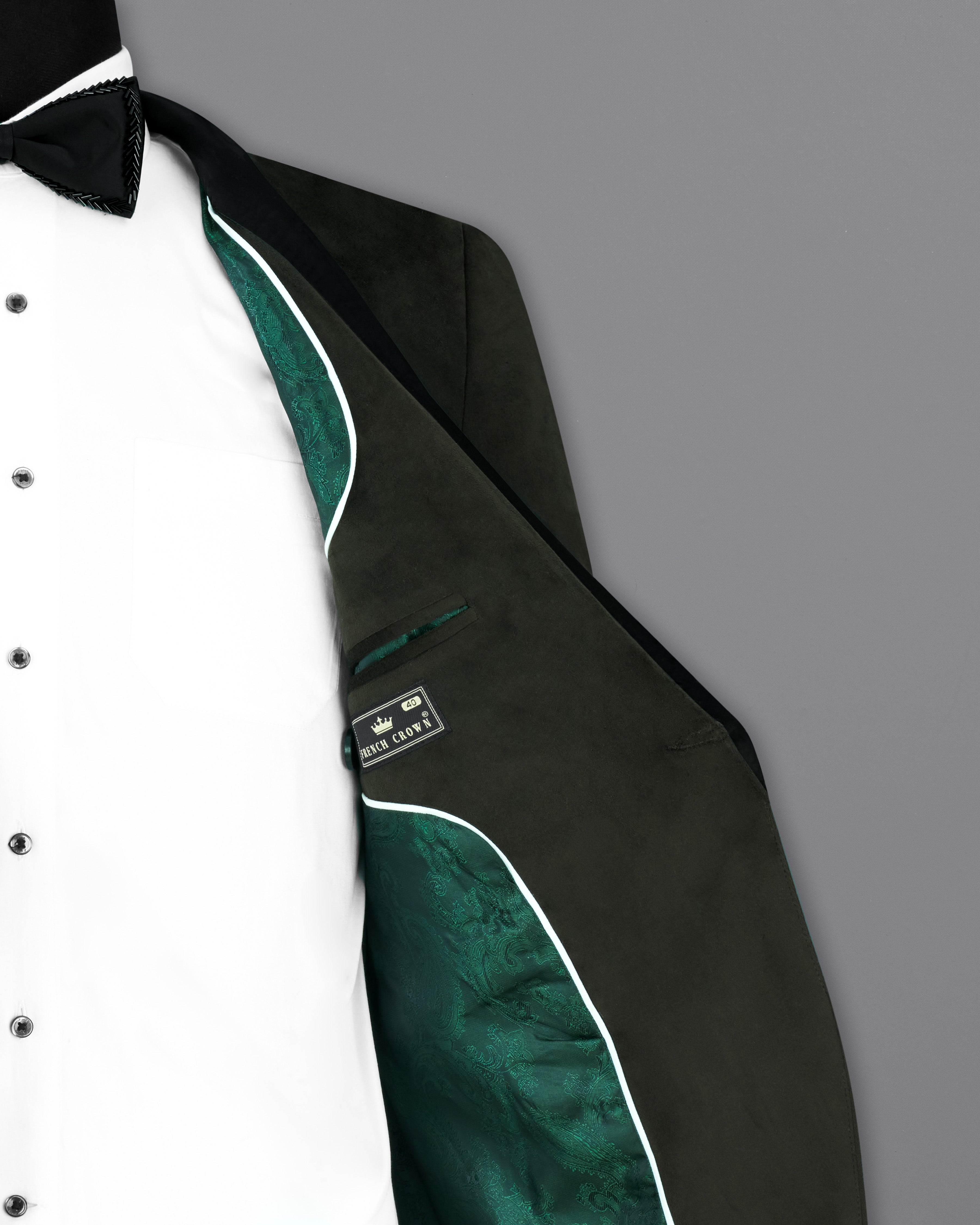 Zeus Green Velvet Designer Tuxedo Blazer BL2335-BKL-D2091-36, BL2335-BKL-D2091-38, BL2335-BKL-D2091-40, BL2335-BKL-D2091-42, BL2335-BKL-D2091-44, BL2335-BKL-D2091-46, BL2335-BKL-D2091-48, BL2335-BKL-D2091-50, BL2335-BKL-D2091-52, BL2335-BKL-D2091-54, BL2335-BKL-D2091-56, BL2335-BKL-D2091-58, BL2335-BKL-D2091-60