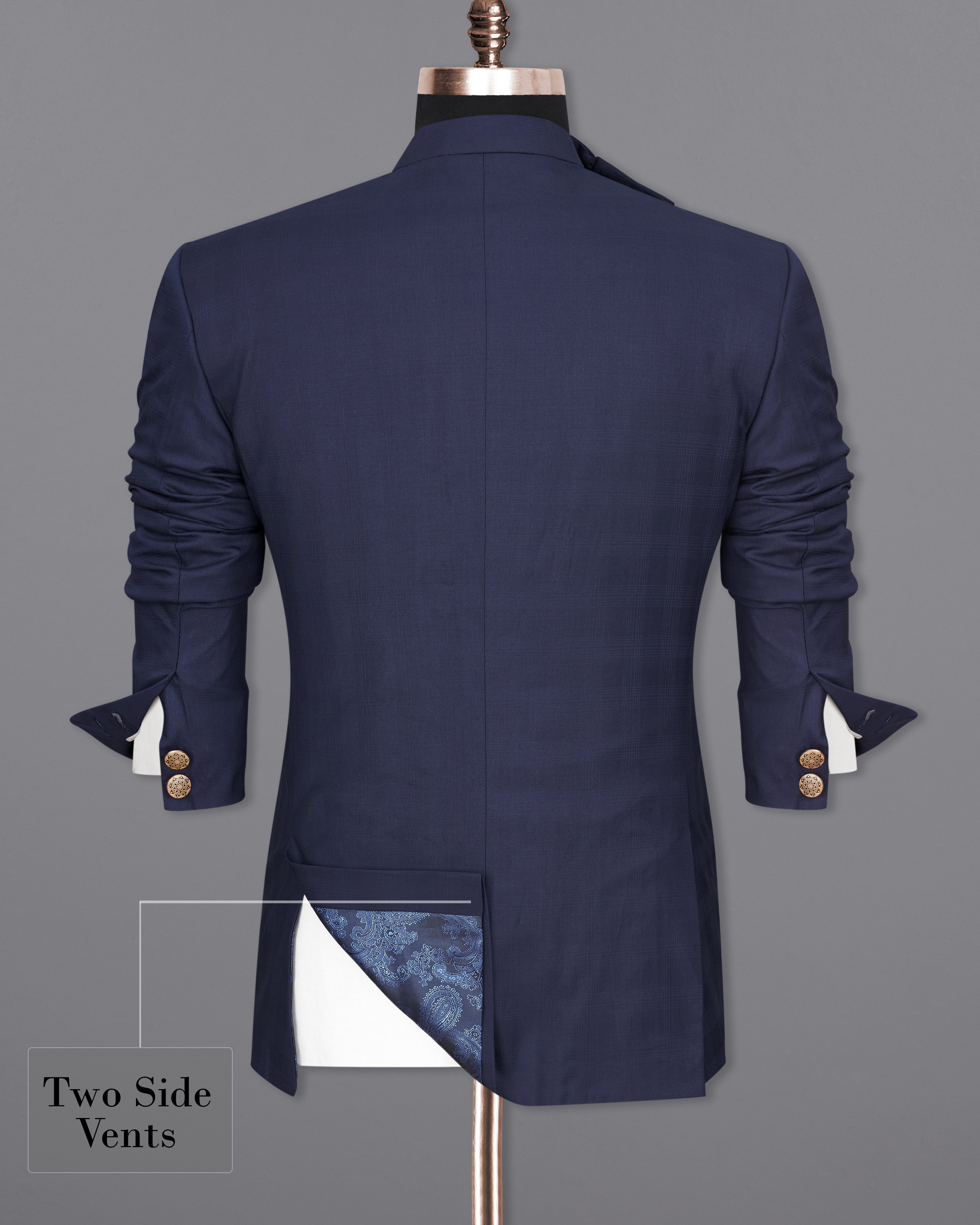 Tuna Navy Blue Cross Buttoned Bandhgala Blazer BL2350-CBG2-36, BL2350-CBG2-38, BL2350-CBG2-40, BL2350-CBG2-42, BL2350-CBG2-44, BL2350-CBG2-46, BL2350-CBG2-48, BL2350-CBG2-50, BL2350-CBG2-52, BL2350-CBG2-54, BL2350-CBG2-56, BL2350-CBG2-58, BL2350-CBG2-60