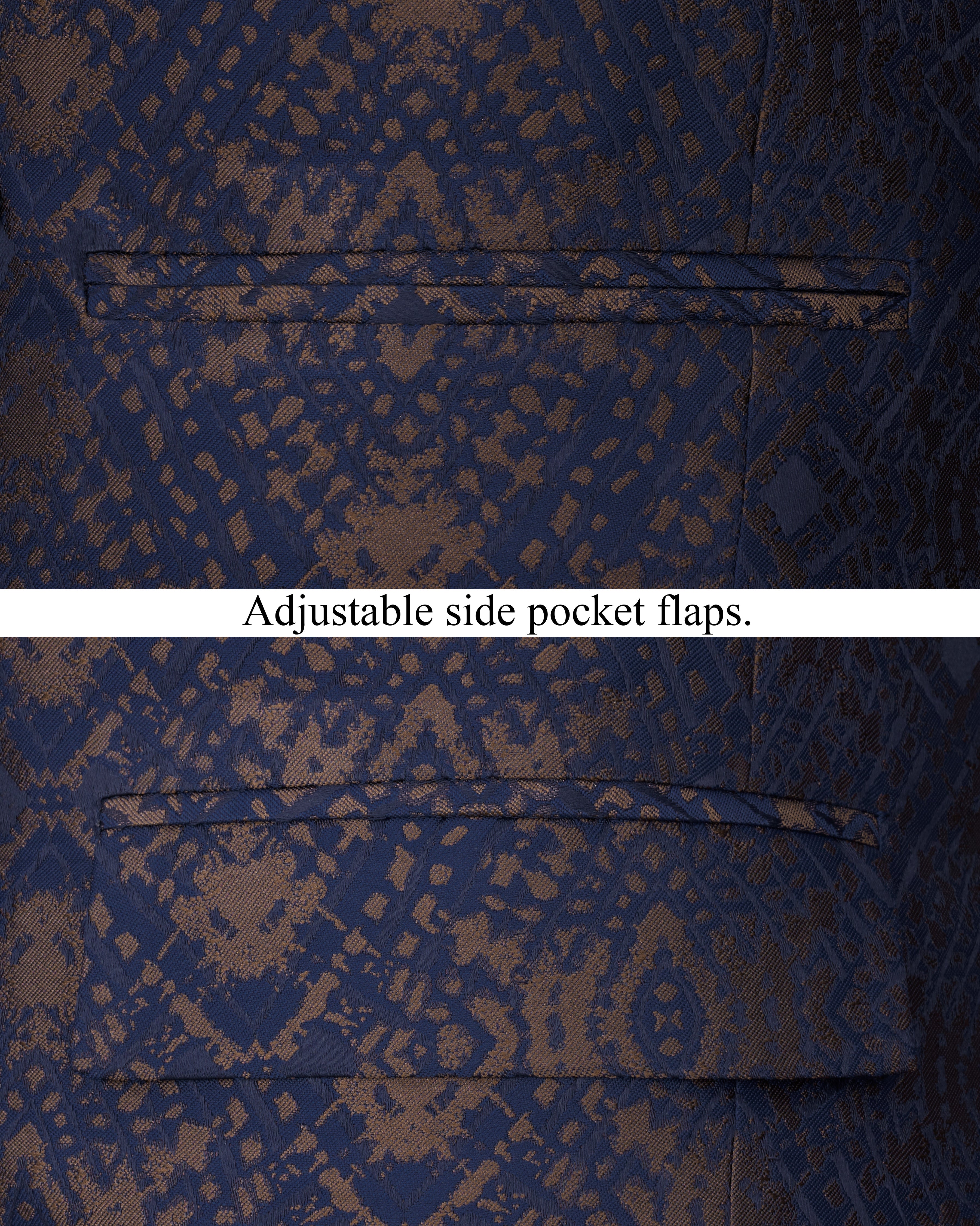 Bleached Navy Blue with Apache Gold Double Breasted Jacquard Textured Designer Blazer BL2354-DB-D212-36, BL2354-DB-D212-38, BL2354-DB-D212-40, BL2354-DB-D212-42, BL2354-DB-D212-44, BL2354-DB-D212-46, BL2354-DB-D212-48, BL2354-DB-D212-50, BL2354-DB-D212-52, BL2354-DB-D212-54, BL2354-DB-D212-56, BL2354-DB-D212-58, BL2354-DB-D212-60			