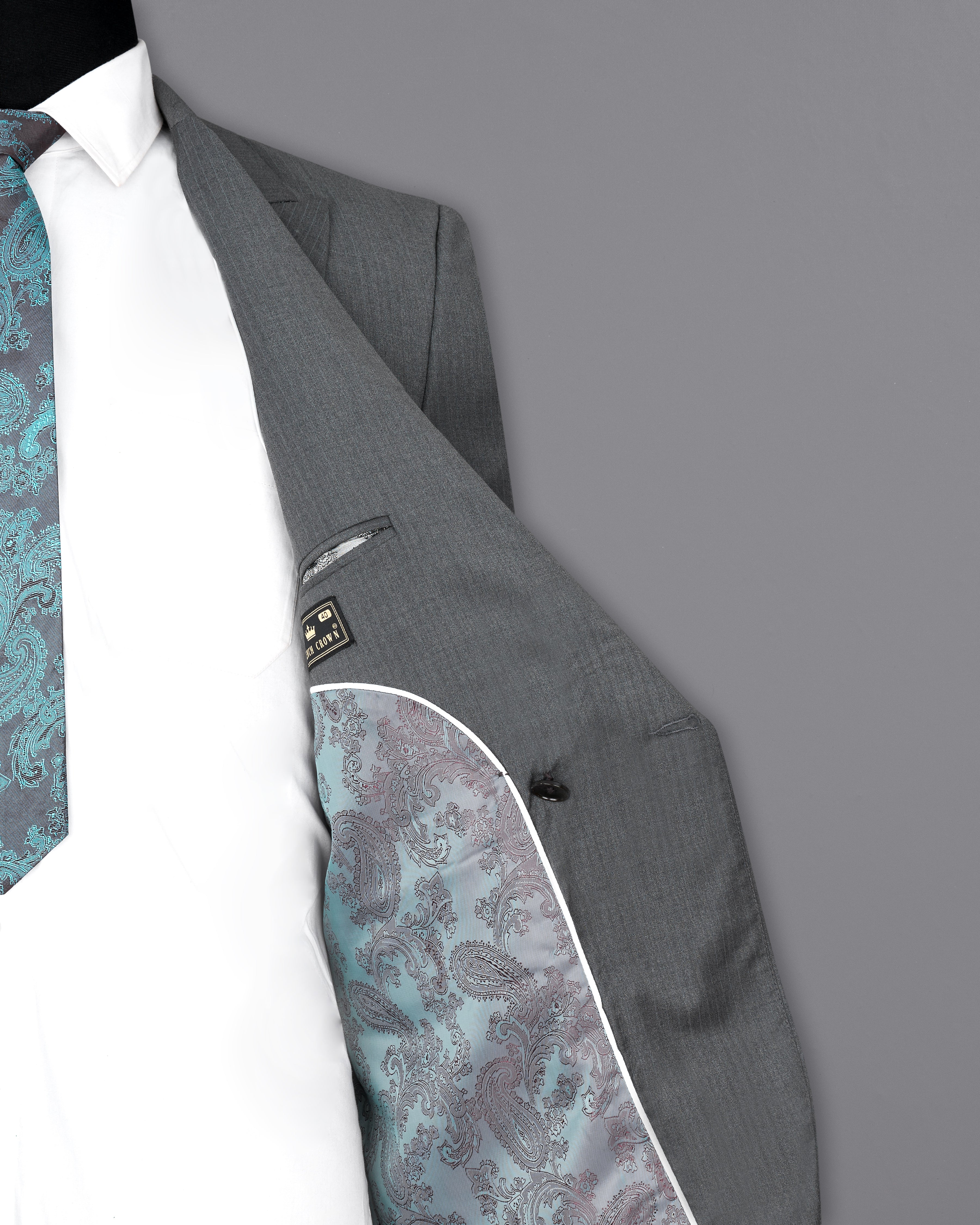Vampire Gray Textured Premium Terry-Rayon Double-Breasted-BLazers