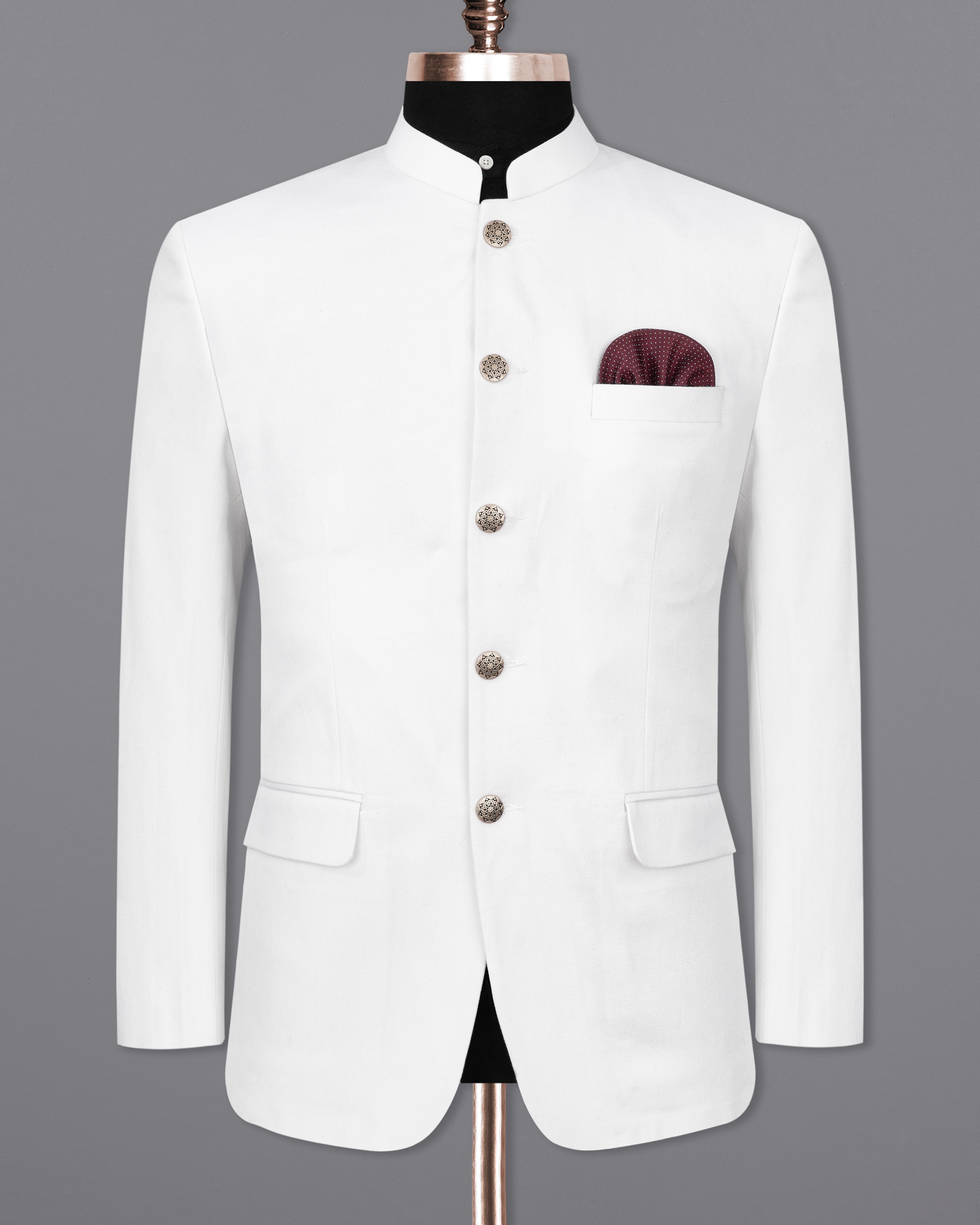 Bright White Bandhgala Premium Cotton Blazer BL2359-BG-36, BL2359-BG-38, BL2359-BG-40, BL2359-BG-42, BL2359-BG-44, BL2359-BG-46, BL2359-BG-48, BL2359-BG-50, BL2359-BG-52, BL2359-BG-54, BL2359-BG-56, BL2359-BG-58, BL2359-BG-60	