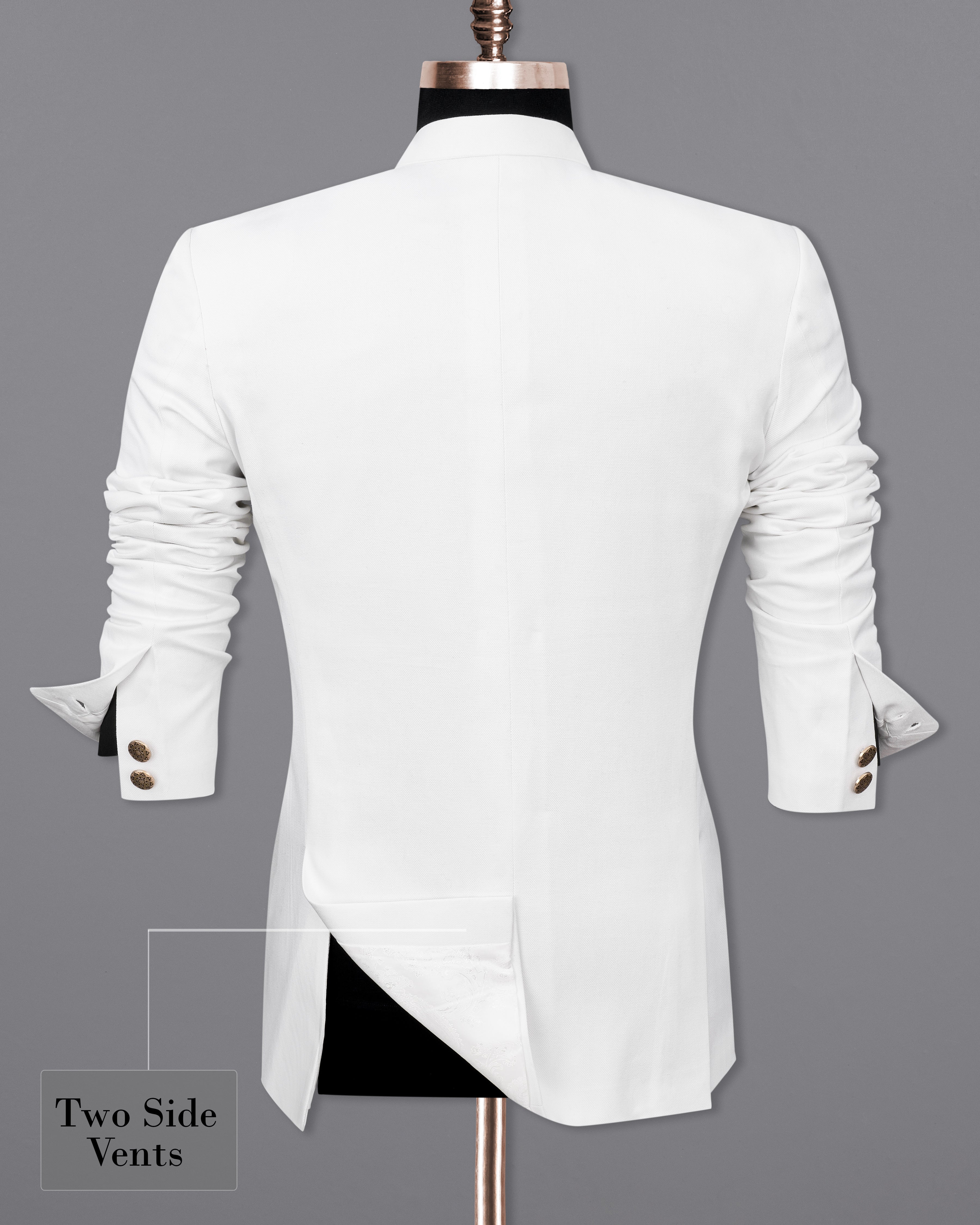 Bright White Bandhgala Premium Cotton Blazer BL2359-BG-36, BL2359-BG-38, BL2359-BG-40, BL2359-BG-42, BL2359-BG-44, BL2359-BG-46, BL2359-BG-48, BL2359-BG-50, BL2359-BG-52, BL2359-BG-54, BL2359-BG-56, BL2359-BG-58, BL2359-BG-60	