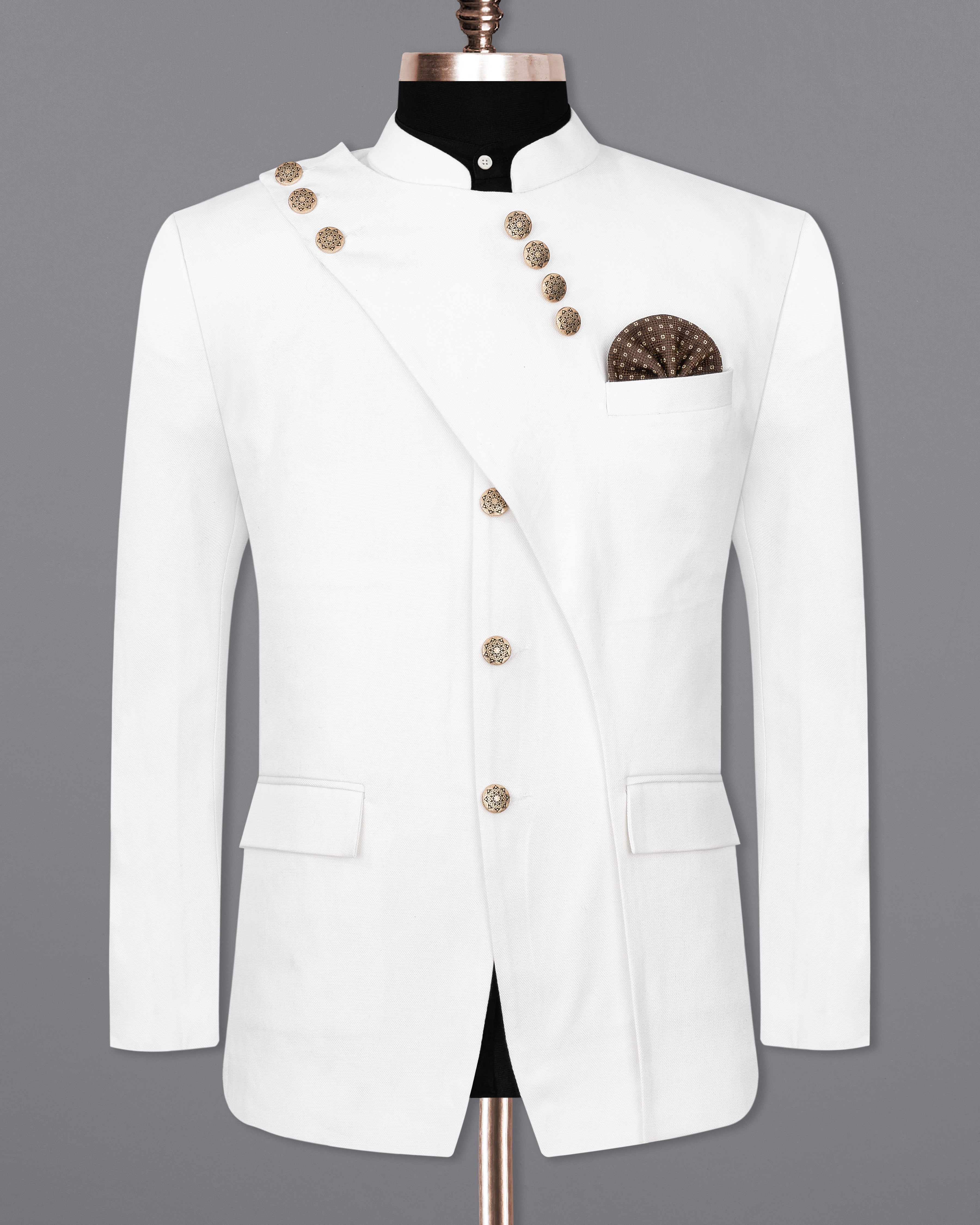 Bright White Premium Cotton Bandhgala Designer Blazer BL2360-BG-D1-36, BL2360-BG-D1-38, BL2360-BG-D1-40, BL2360-BG-D1-42, BL2360-BG-D1-44, BL2360-BG-D1-46, BL2360-BG-D1-48, BL2360-BG-D1-50, BL2360-BG-D1-52, BL2360-BG-D1-54, BL2360-BG-D1-56, BL2360-BG-D1-58, BL2360-BG-D1-60		