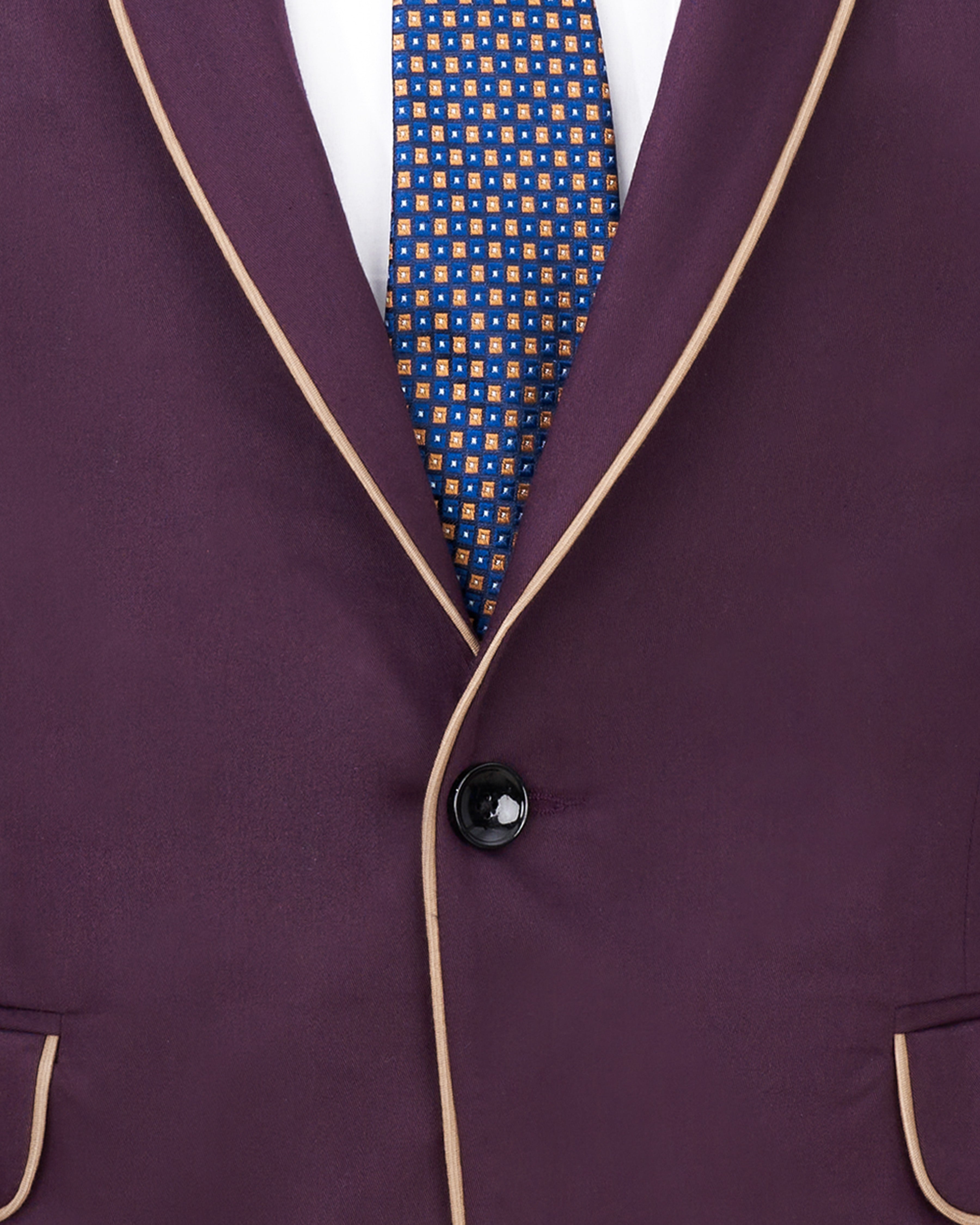 Thunder Maroon with Golden Piping Work Premium Cotton Designer Blazer