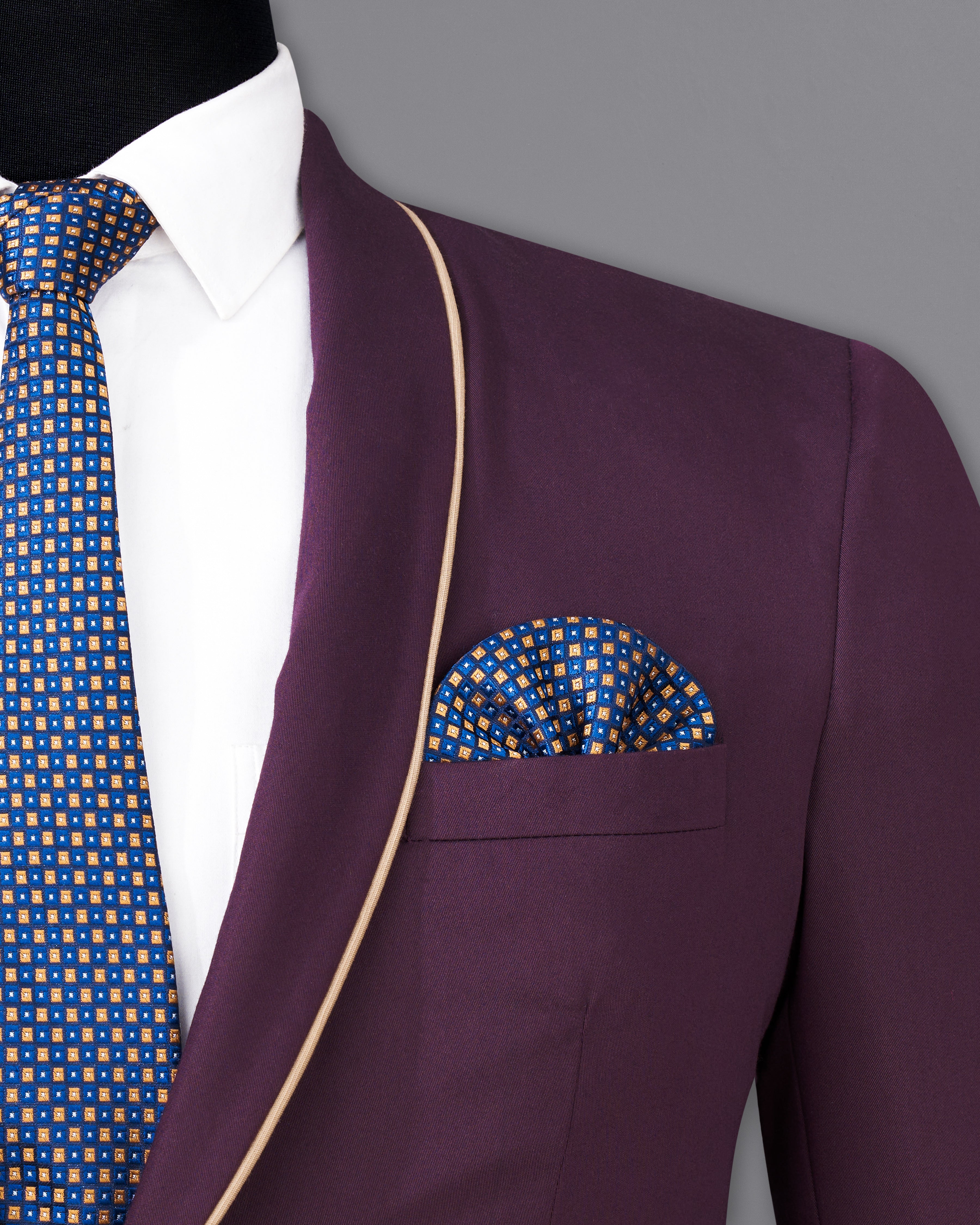 Thunder Maroon with Golden Piping Work Premium Cotton Designer Blazer