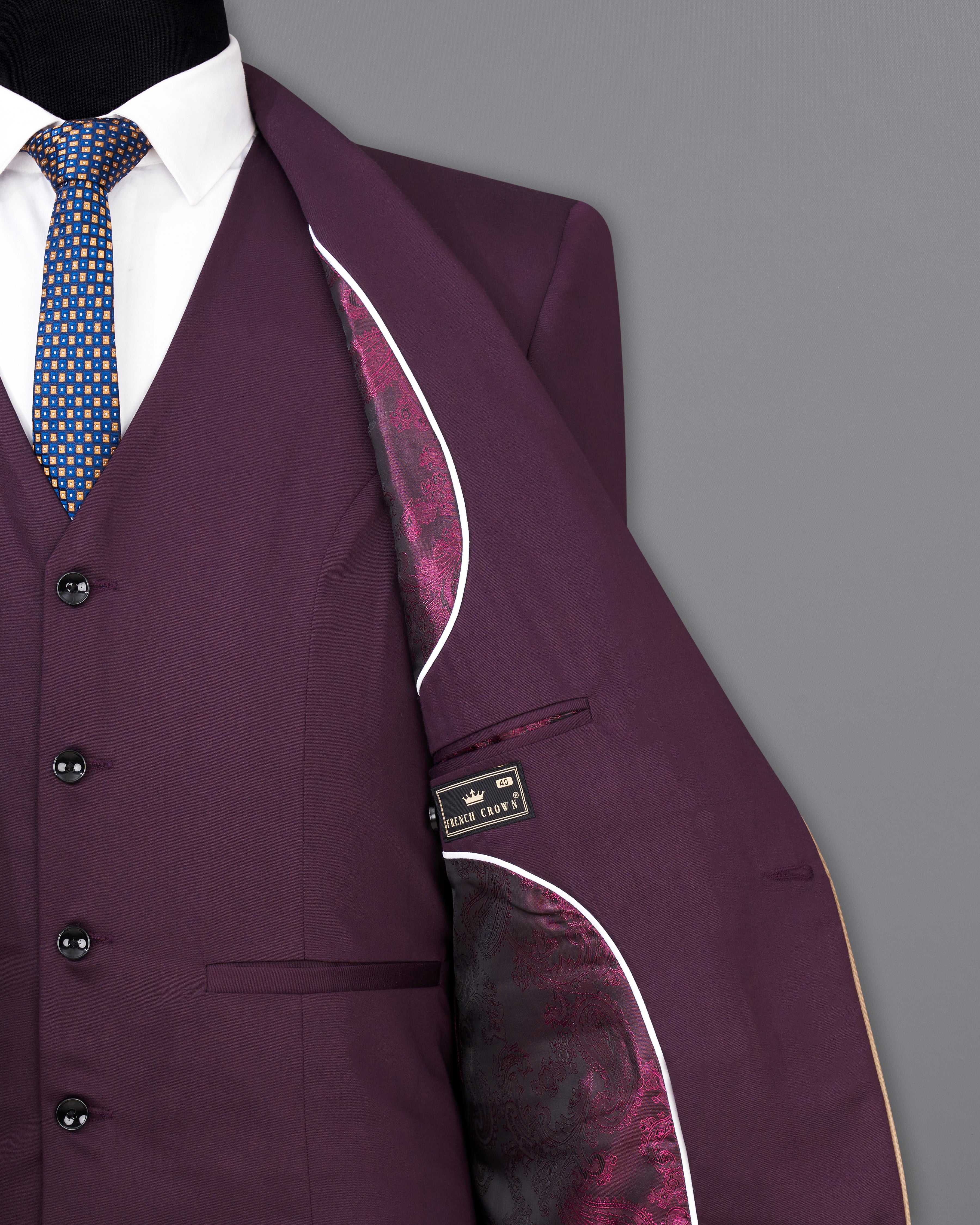 Thunder Maroon with Golden Piping Work Premium Cotton Designer Blazer