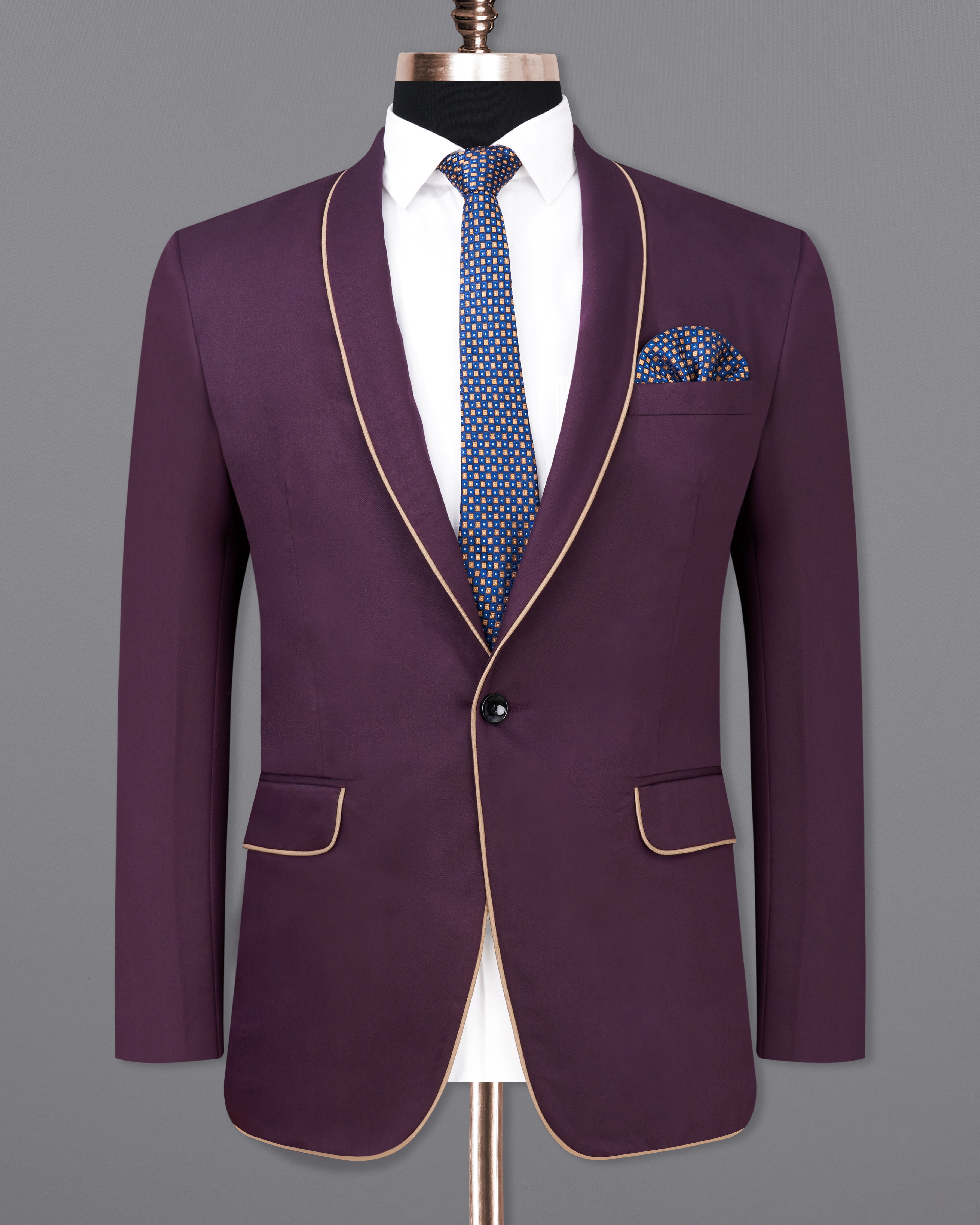 Thunder Maroon with Golden Piping Work Premium Cotton Designer Blazer