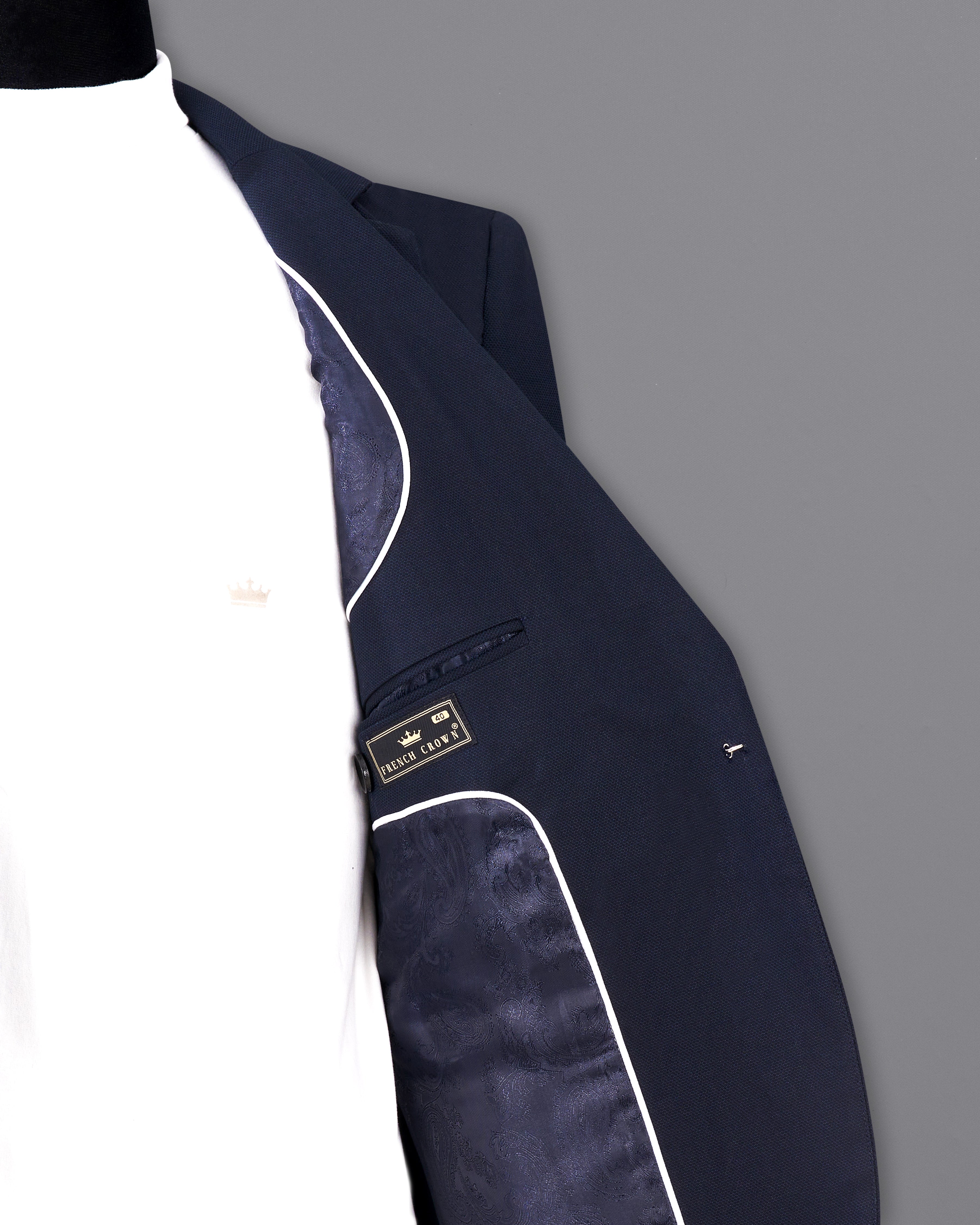 Thunder Navy Blue Premium Cotton Designer Blazer with Functional Belt Fastening