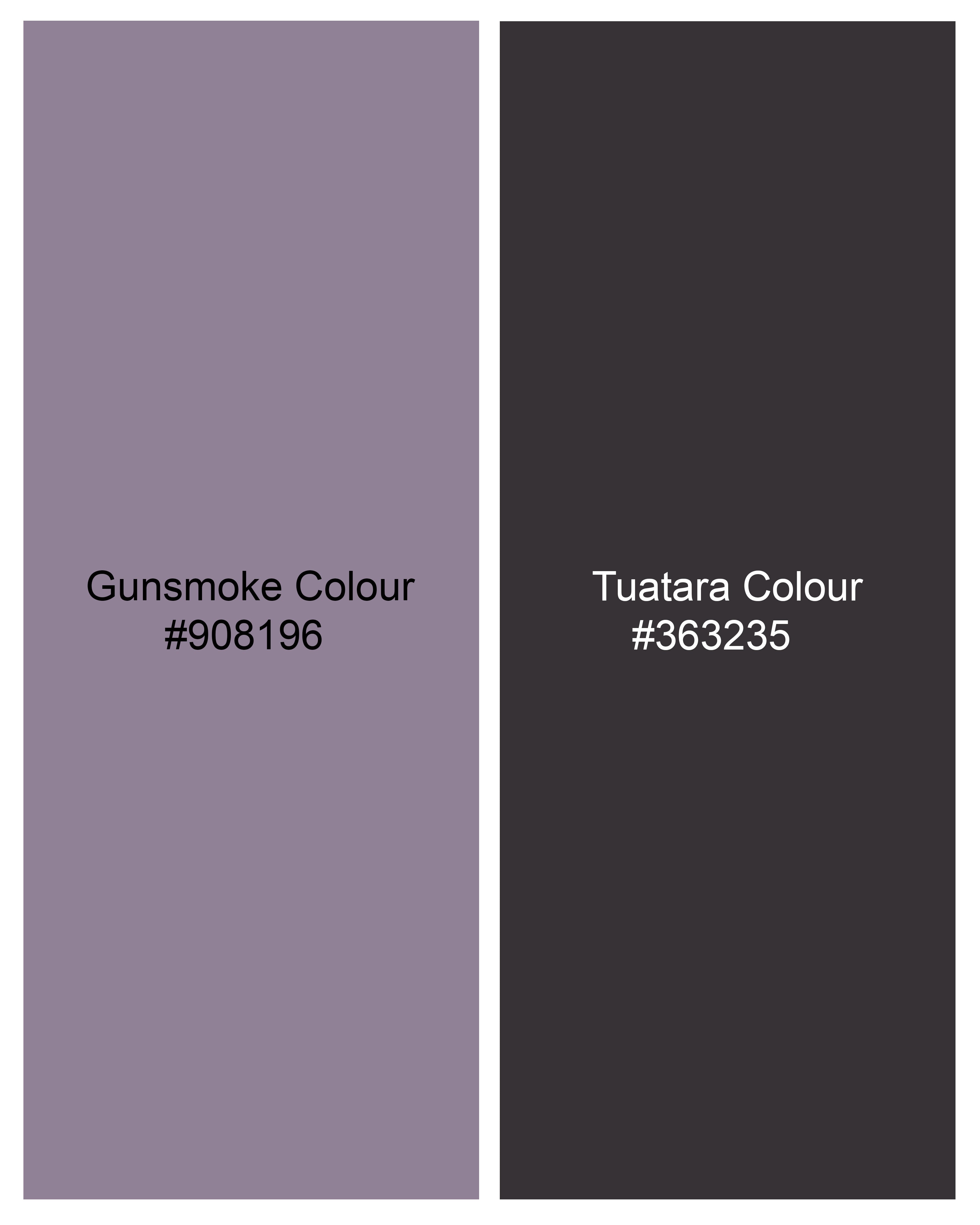 Gunsmoke Purple with Brown Plaid Double Breasted Designer Blazer with Belt Closure