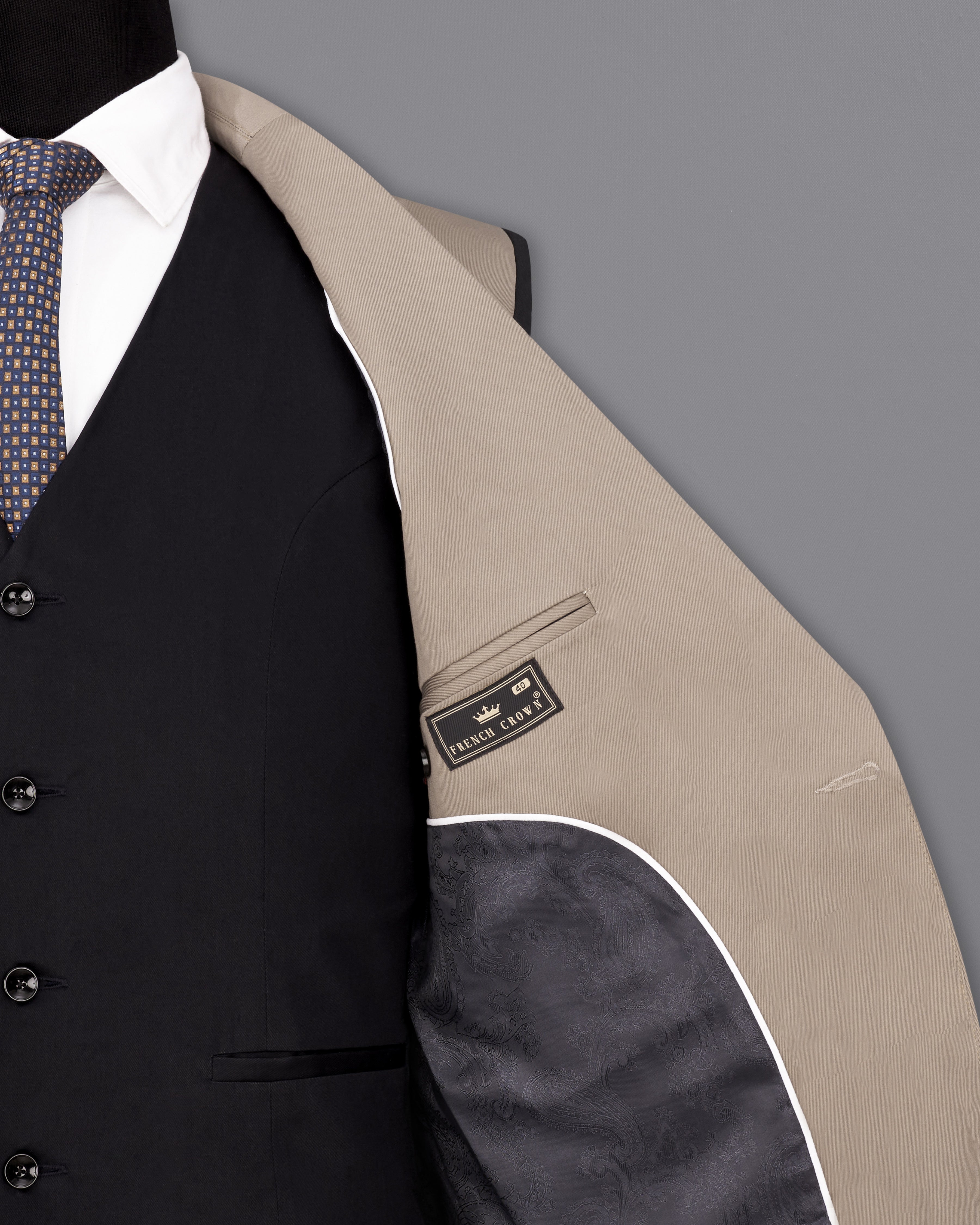 Martini Brown and Black Premium Cotton Designer Blazer