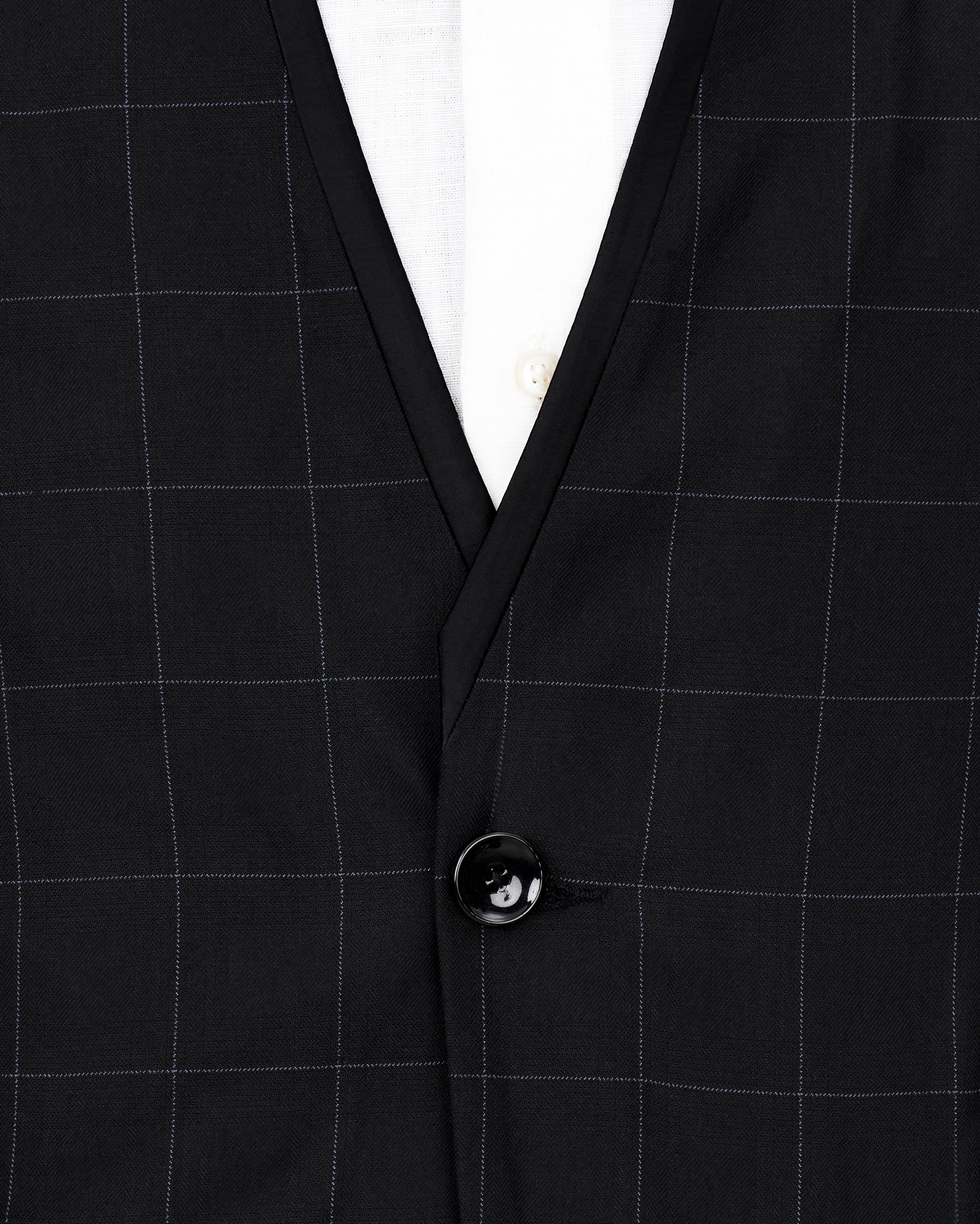 Jade Black Windowpane Single Breasted Designer Blazer