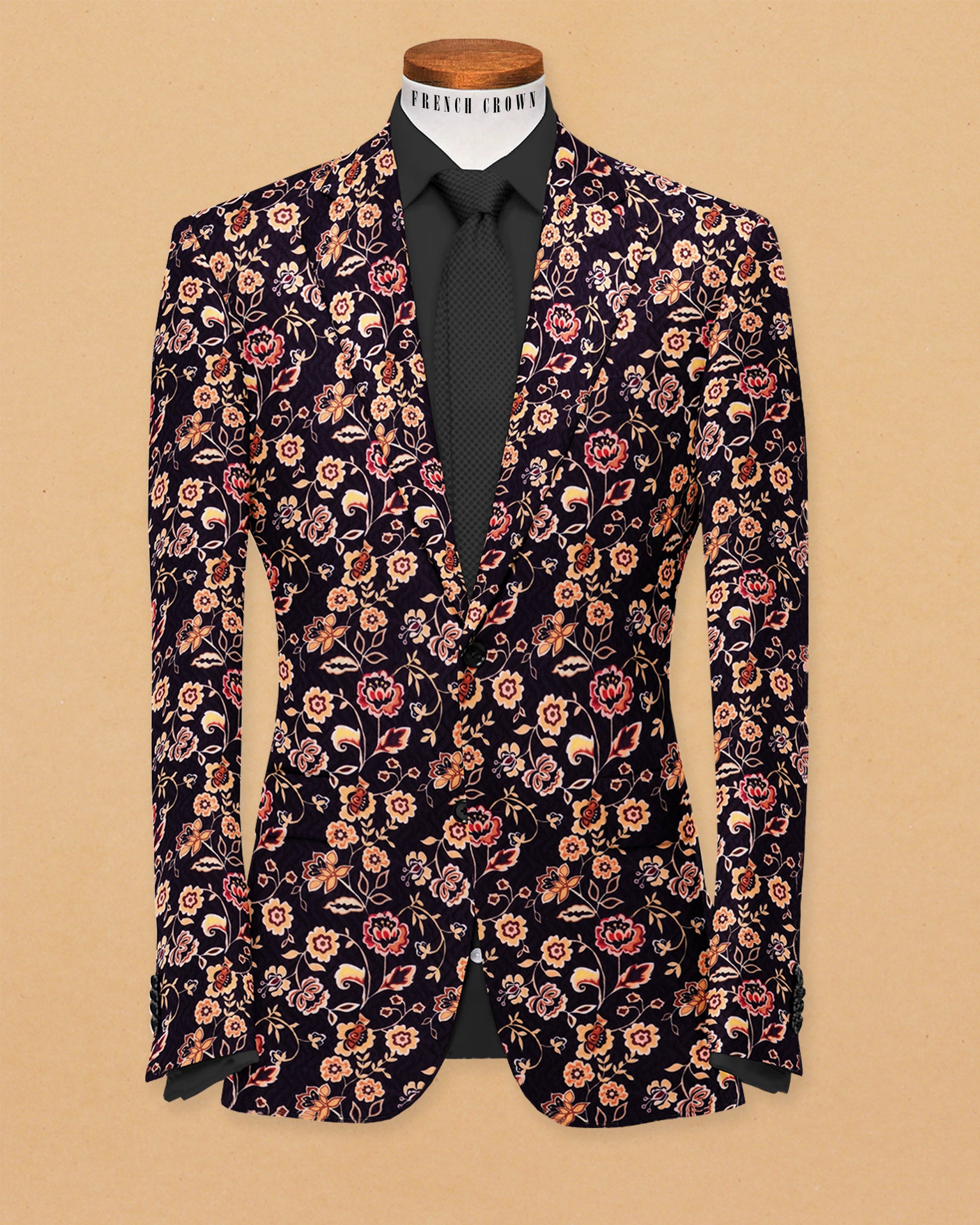 Jade Black Flower Print Premium Designer Blazer