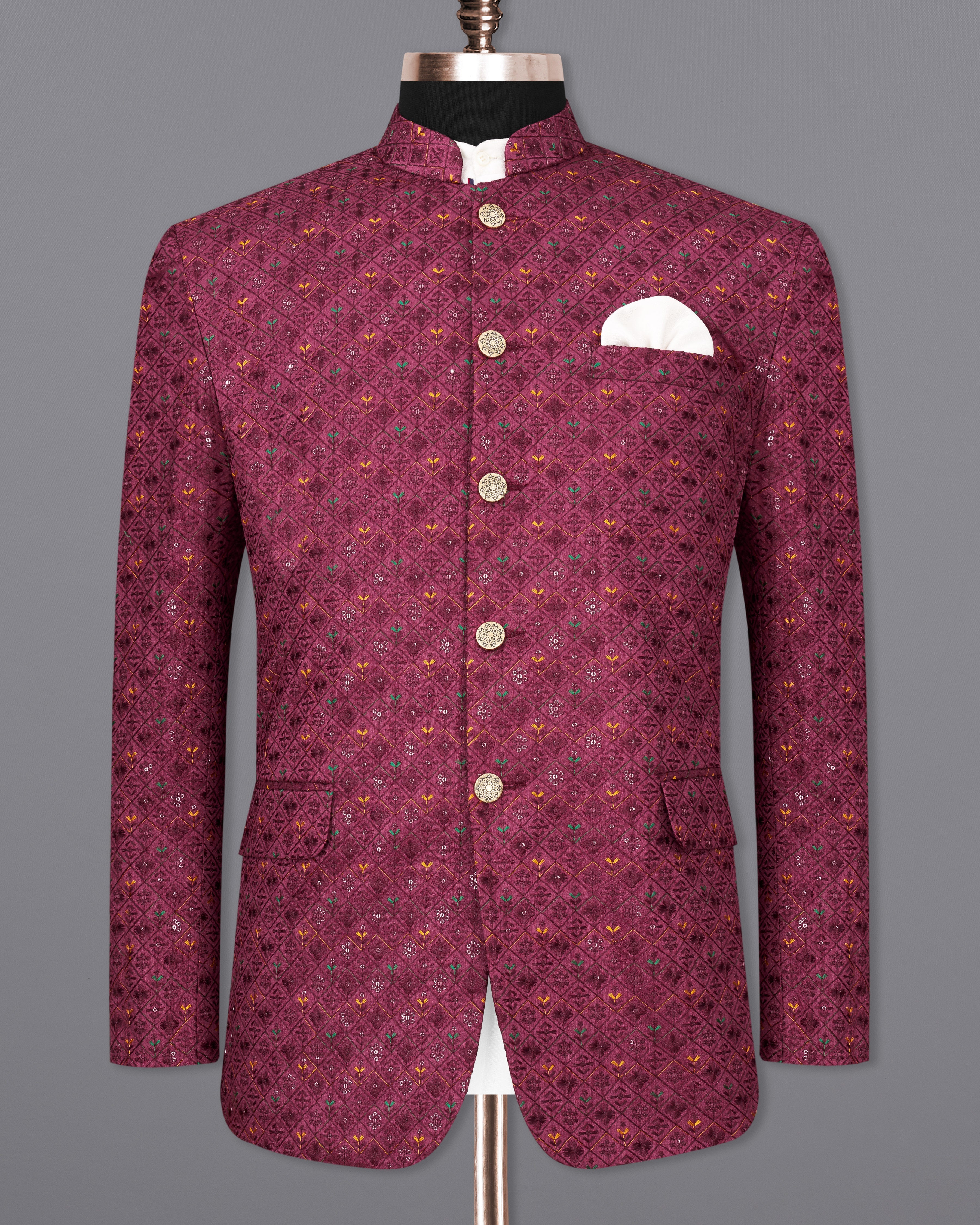 Old Mauve Maroon Cotton Thread Embroidered Bandhgala Blazer BL2411-BG-36, BL2411-BG-38, BL2411-BG-40, BL2411-BG-42, BL2411-BG-44, BL2411-BG-46, BL2411-BG-48, BL2411-BG-50, BL2411-BG-52, BL2411-BG-54, BL2411-BG-56, BL2411-BG-58, BL2411-BG-60		