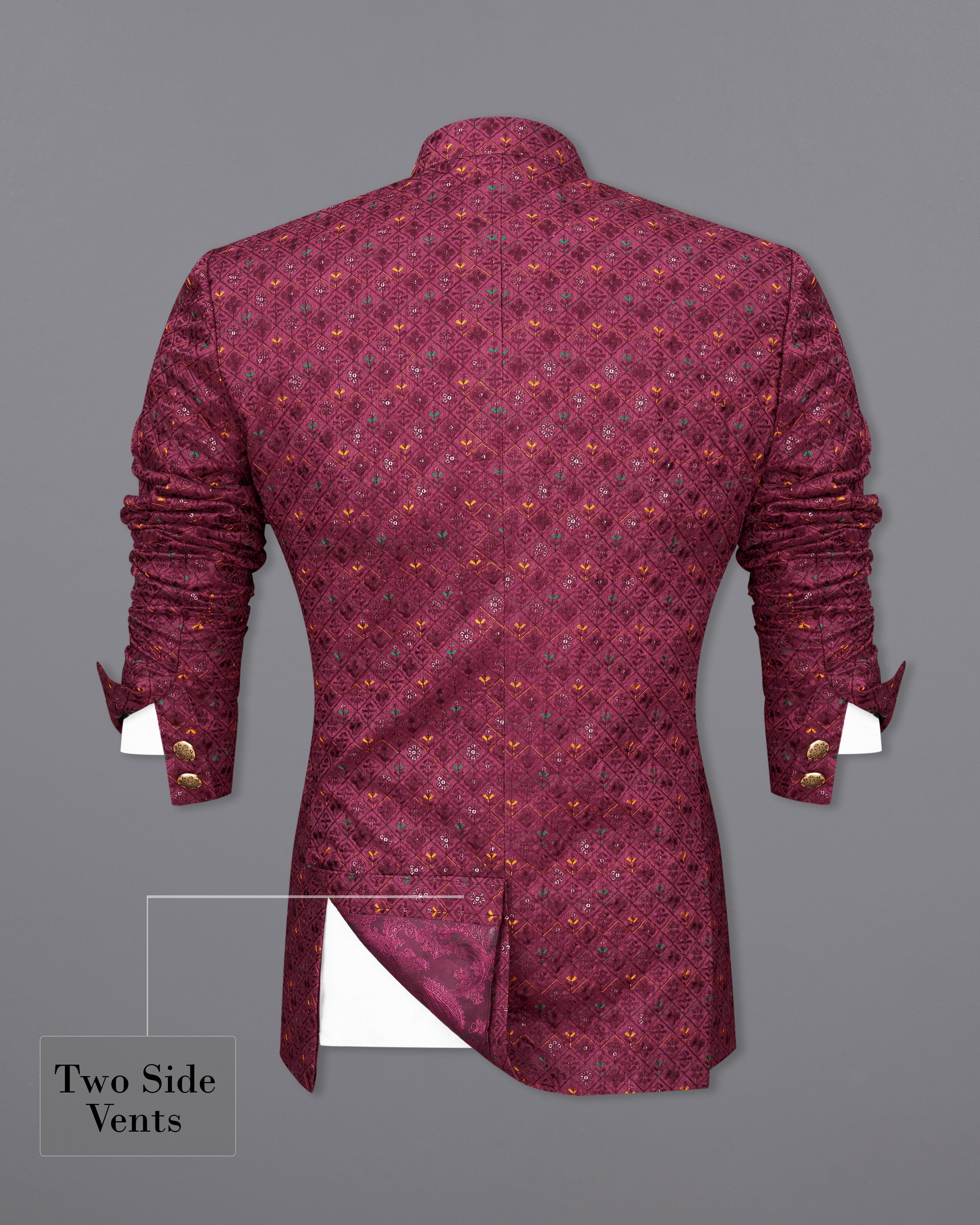 Old Mauve Maroon Cotton Thread Embroidered Bandhgala Blazer BL2411-BG-36, BL2411-BG-38, BL2411-BG-40, BL2411-BG-42, BL2411-BG-44, BL2411-BG-46, BL2411-BG-48, BL2411-BG-50, BL2411-BG-52, BL2411-BG-54, BL2411-BG-56, BL2411-BG-58, BL2411-BG-60		