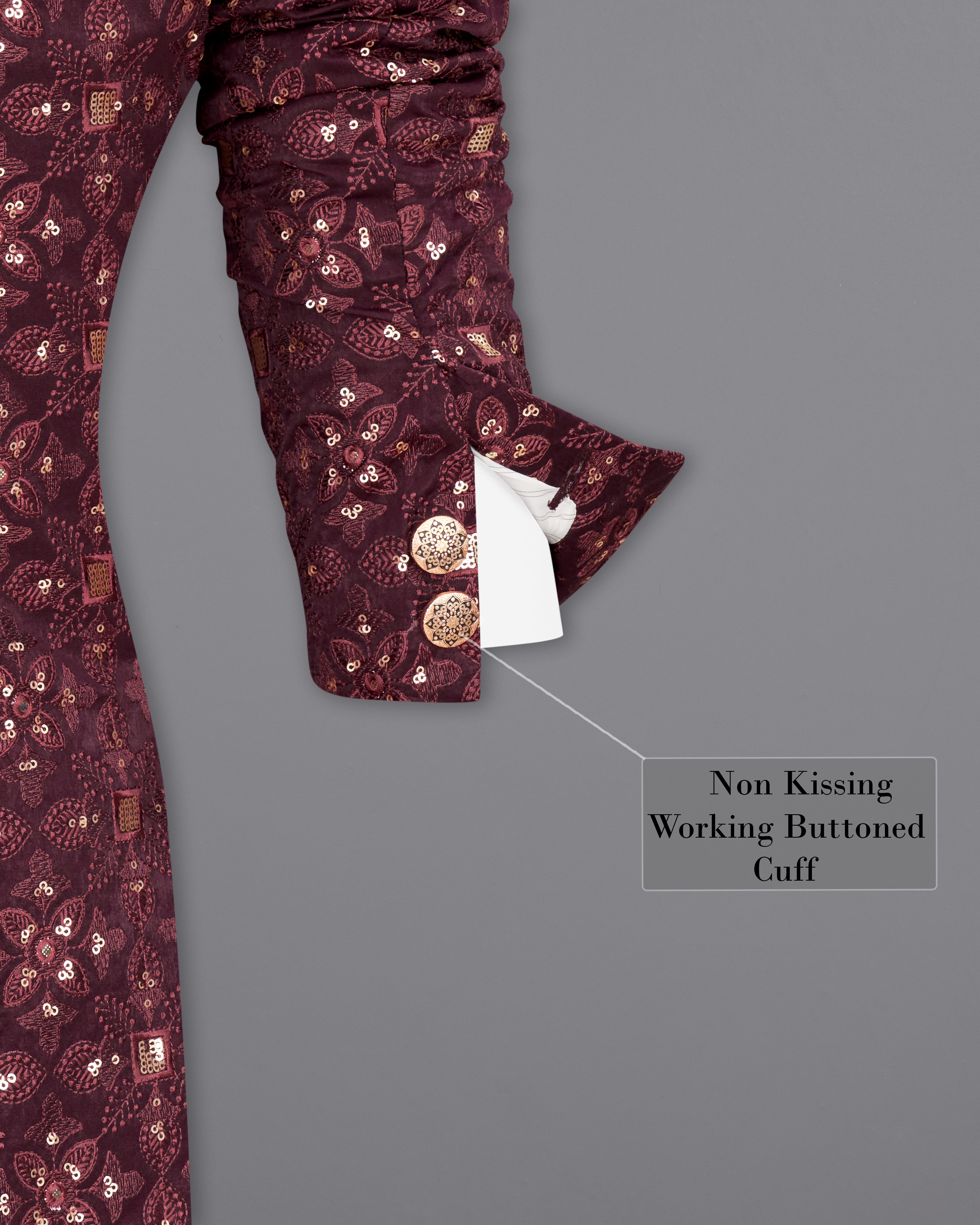 Cocoa Bean Maroon With Sequins Embroidered Bandhgala Blazer BL2415-BG-36,BL2415-BG-38,BL2415-BG-40,BL2415-BG-42,BL2415-BG-44,BL2415-BG-46,BL2415-BG-48,BL2415-BG-50,BL2415-BG-52,BL2415-BG-54,BL2415-BG-56,BL2415-BG-58,BL2415-BG-60