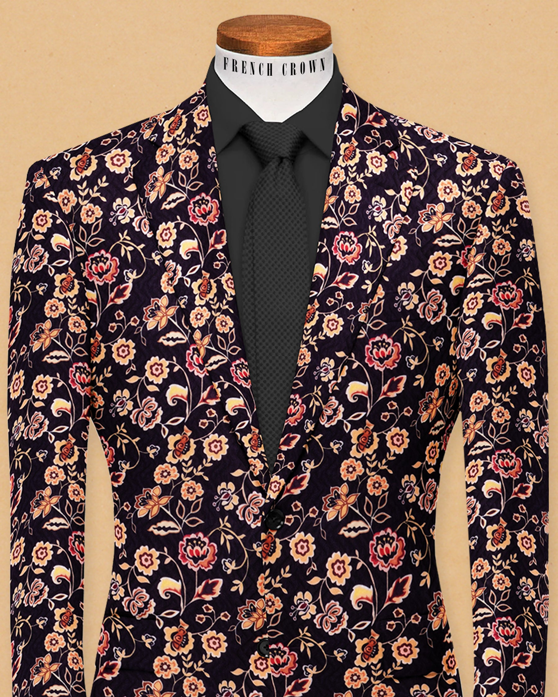 Jade Black Flower Print Premium Designer Blazer