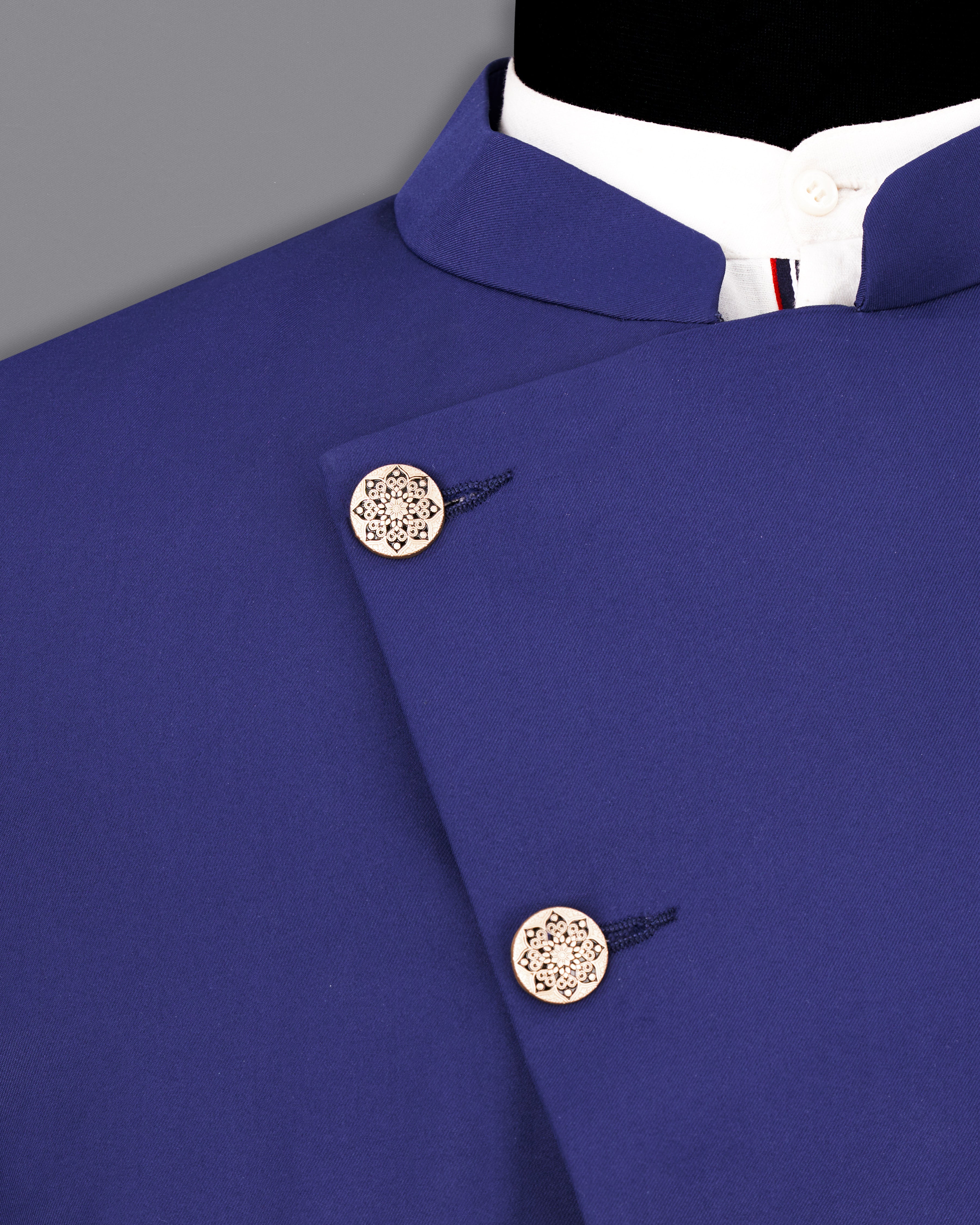 Royal Blue Cross Buttoned Bandhgala Blazer BL2454-CBG-36, BL2454-CBG-38, BL2454-CBG-40, BL2454-CBG-42, BL2454-CBG-44, BL2454-CBG-46, BL2454-CBG-48, BL2454-CBG-50, BL2454-CBG-52, BL2454-CBG-54, BL2454-CBG-56, BL2454-CBG-58, BL2454-CBG-60