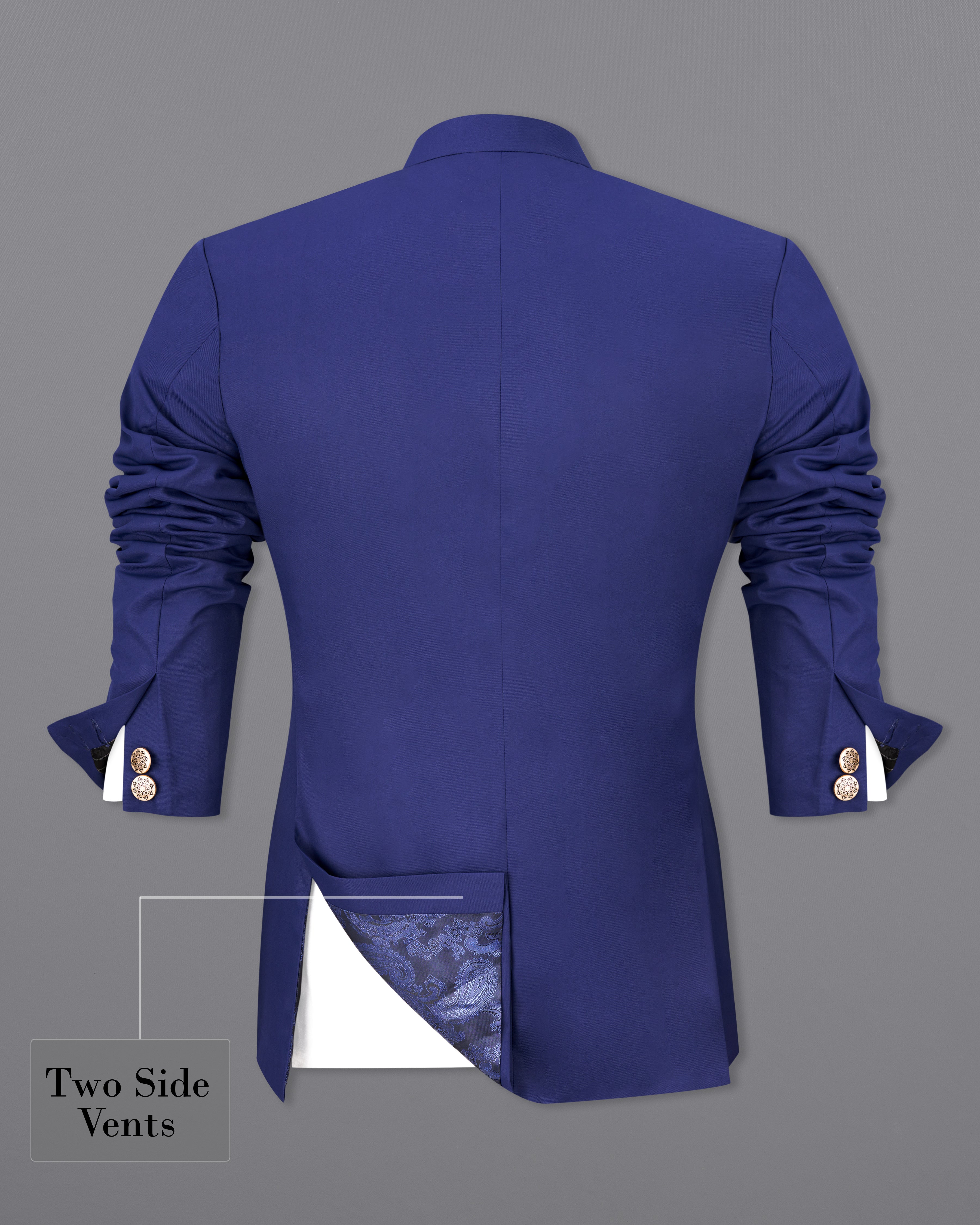 Royal Blue Cross Buttoned Bandhgala Blazer BL2454-CBG-36, BL2454-CBG-38, BL2454-CBG-40, BL2454-CBG-42, BL2454-CBG-44, BL2454-CBG-46, BL2454-CBG-48, BL2454-CBG-50, BL2454-CBG-52, BL2454-CBG-54, BL2454-CBG-56, BL2454-CBG-58, BL2454-CBG-60