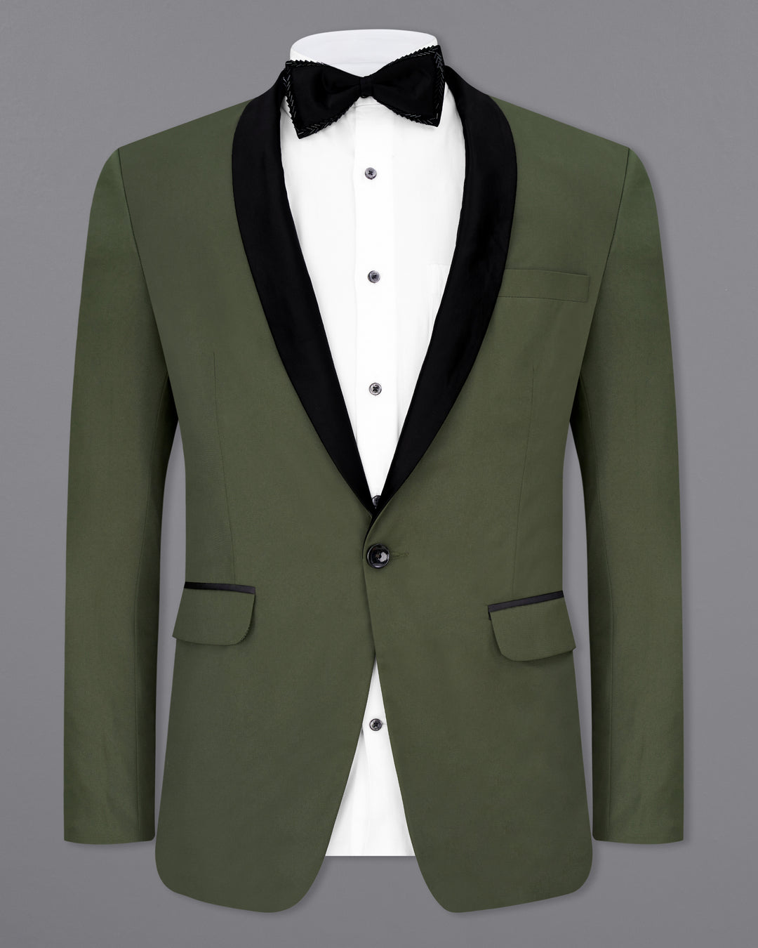 TWILL GREEN TUXEDO BLAZER