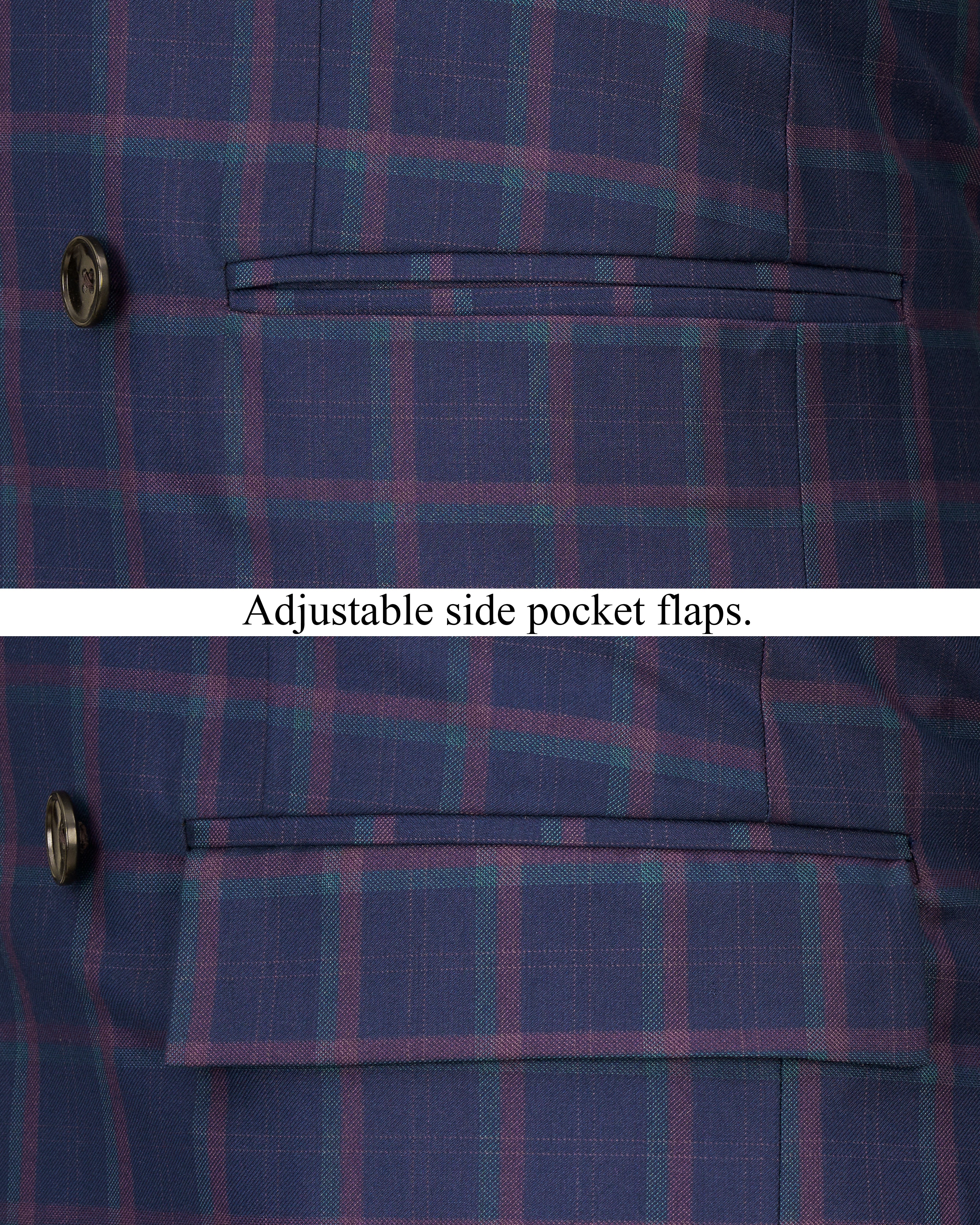 Outer Space Blue Plaid Double Breasted Blazer BL2471-DB-36, BL2471-DB-38, BL2471-DB-40, BL2471-DB-42, BL2471-DB-44, BL2471-DB-46, BL2471-DB-48, BL2471-DB-50, BL2471-DB-52, BL2471-DB-54, BL2471-DB-56, BL2471-DB-58, BL2471-DB-60