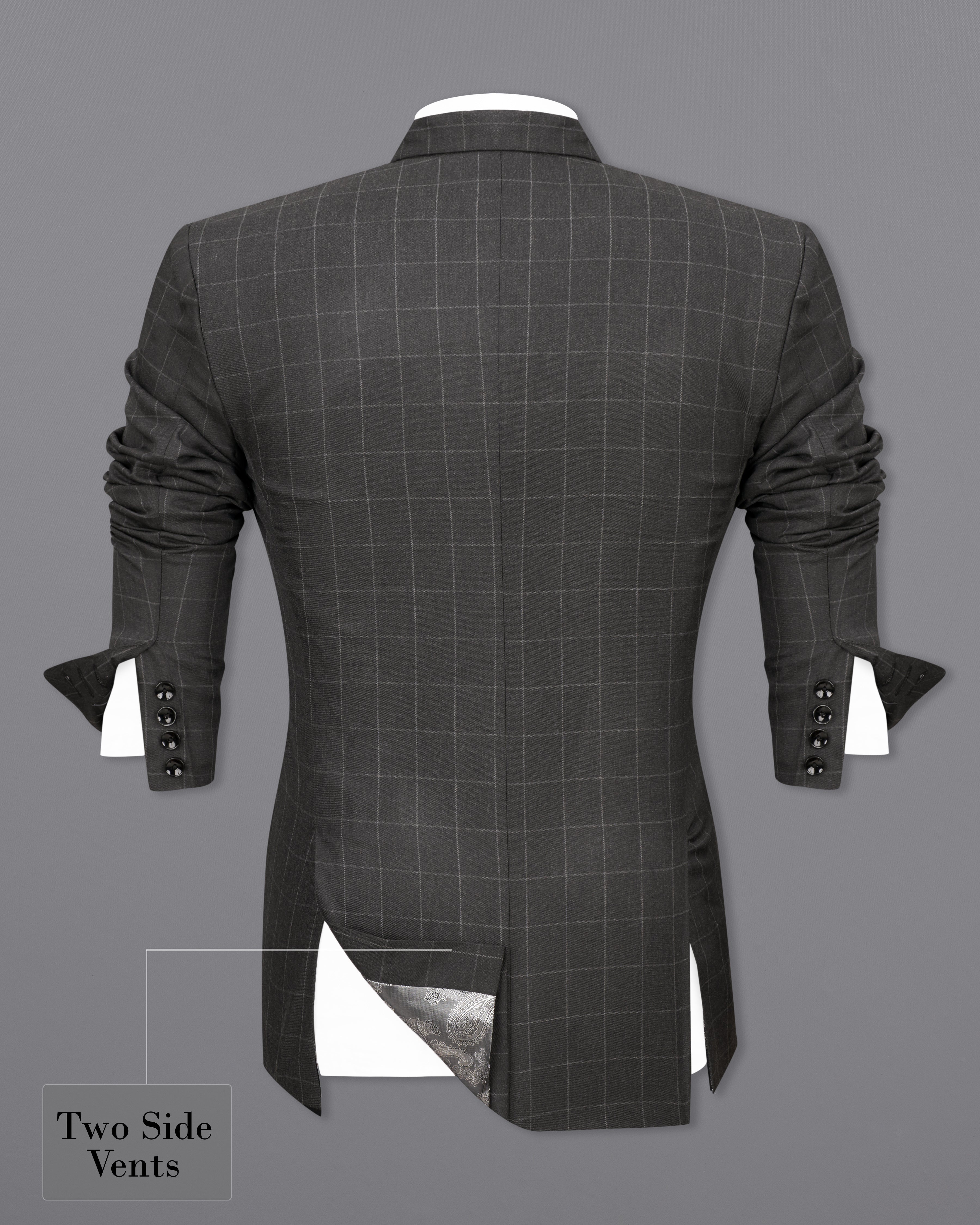 Charcoal Gray Windowpane Single Breasted Blazer ,BL2473-SB-36, BL2473-SB-38, BL2473-SB-40, BL2473-SB-42, BL2473-SB-44, BL2473-SB-46, BL2473-SB-48, BL2473-SB-50, BL2473-SB-52, BL2473-SB-54, BL2473-SB-56, BL2473-SB-58, BL2473-SB-60