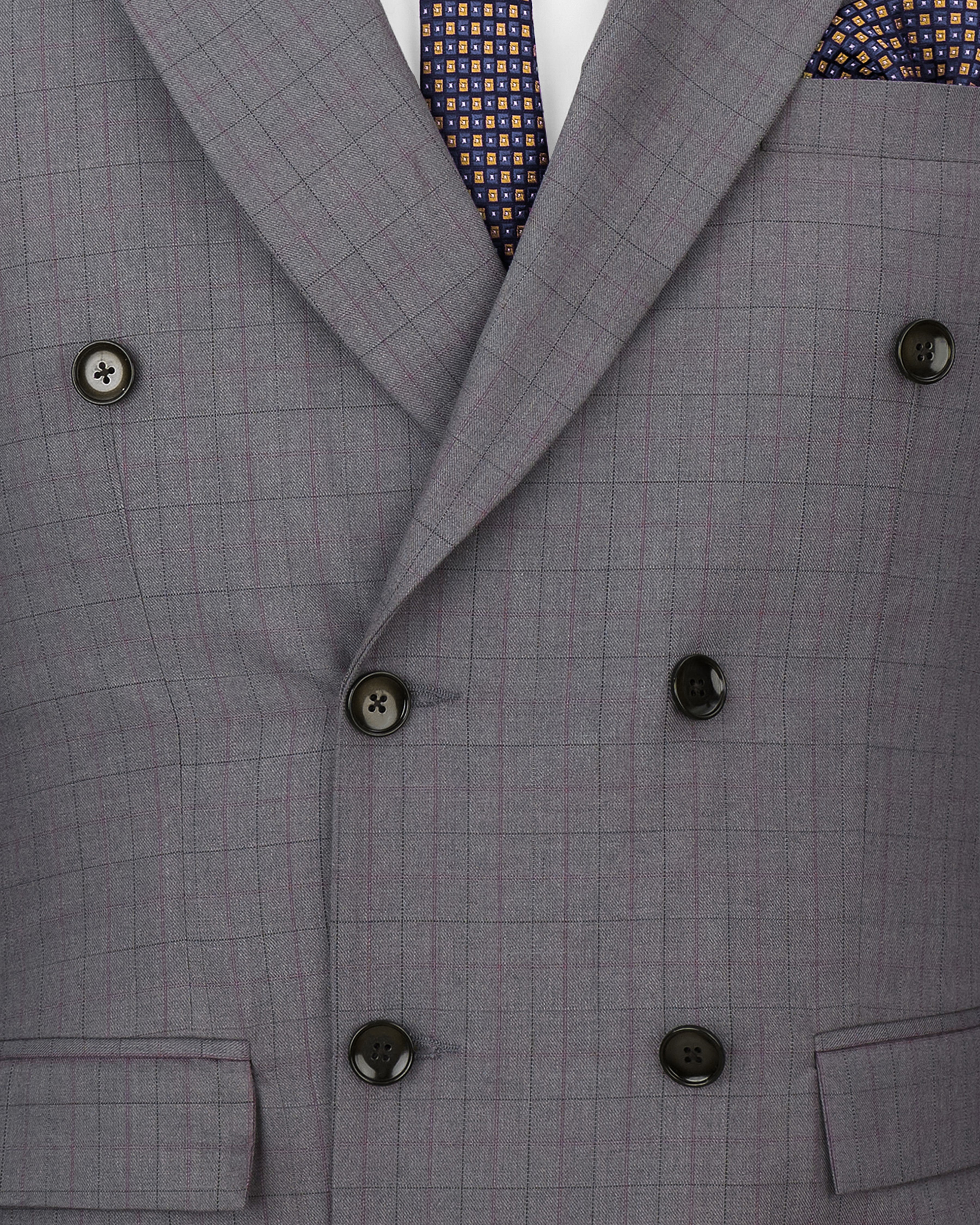 Storm Dust Gray Plaid Double Breasted Blazer BL2477-DB-36, BL2477-DB-38, BL2477-DB-40, BL2477-DB-42, BL2477-DB-44, BL2477-DB-46, BL2477-DB-48, BL2477-DB-50, BL2477-DB-52, BL2477-DB-54, BL2477-DB-56, BL2477-DB-58, BL2477-DB-60