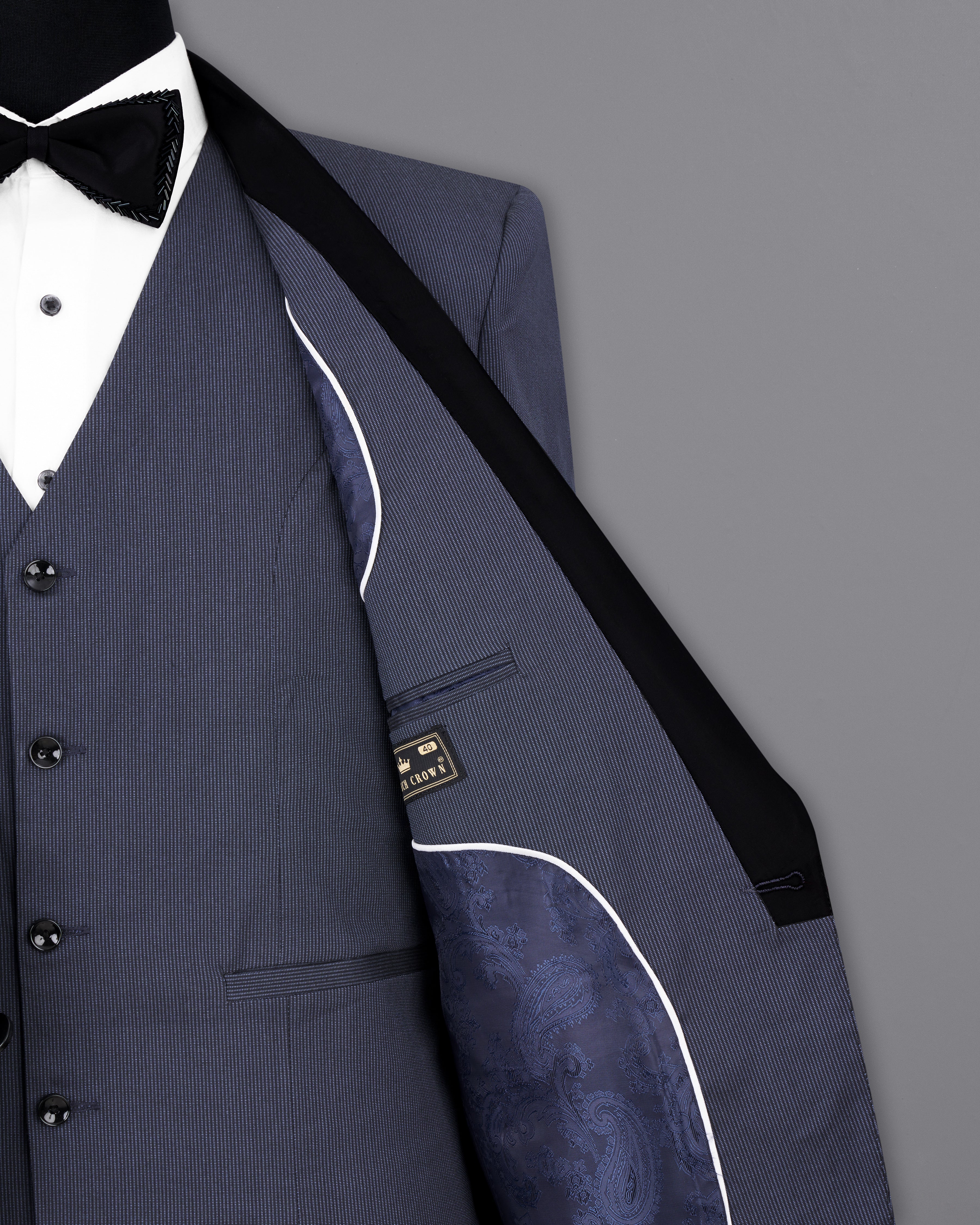 Iridium Blue Premium Cotton Tuxedo Blazer BL2540-BKL-D165-36, BL2540-BKL-D165-38, BL2540-BKL-D165-40, BL2540-BKL-D165-42, BL2540-BKL-D165-44, BL2540-BKL-D165-46, BL2540-BKL-D165-48, BL2540-BKL-D165-50, BL2540-BKL-D165-54, BL2540-BKL-D165-54, BL2540-BKL-D165-56, BL2540-BKL-D165-58, BL2540-BKL-D165-60