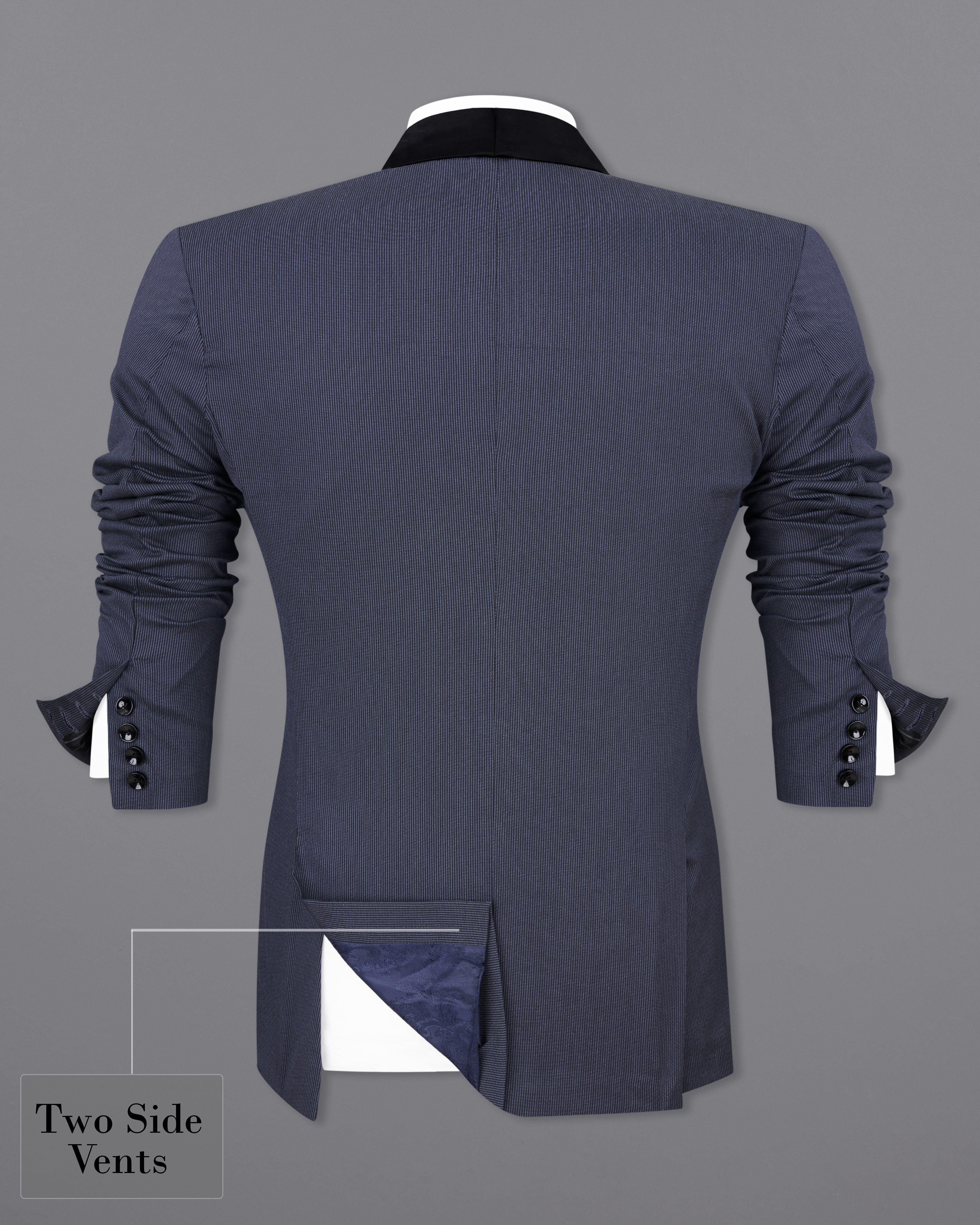 Iridium Blue Premium Cotton Tuxedo Blazer BL2540-BKL-D165-36, BL2540-BKL-D165-38, BL2540-BKL-D165-40, BL2540-BKL-D165-42, BL2540-BKL-D165-44, BL2540-BKL-D165-46, BL2540-BKL-D165-48, BL2540-BKL-D165-50, BL2540-BKL-D165-54, BL2540-BKL-D165-54, BL2540-BKL-D165-56, BL2540-BKL-D165-58, BL2540-BKL-D165-60