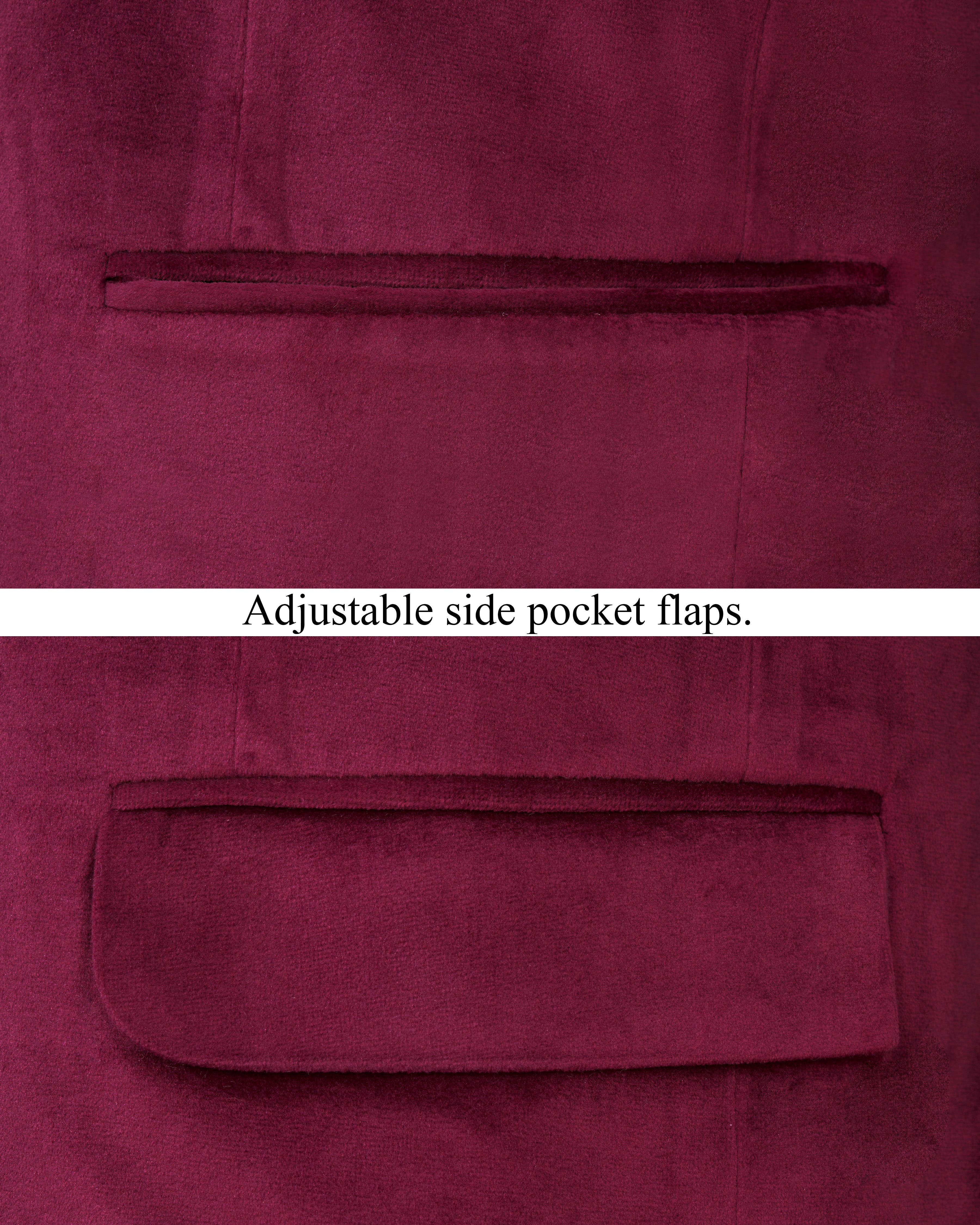 Barossa Maroon Cross Buttoned Bandhgala Velvet Blazer BL2587-CBG-36,BL2587-CBG-38,BL2587-CBG-40,BL2587-CBG-42,BL2587-CBG-44,BL2587-CBG-46,BL2587-CBG-48,BL2587-CBG-50,,BL2587-CBG-52,BL2587-CBG-54,BL2587-CBG-56,BL2587-CBG-58,BL2587-CBG-60