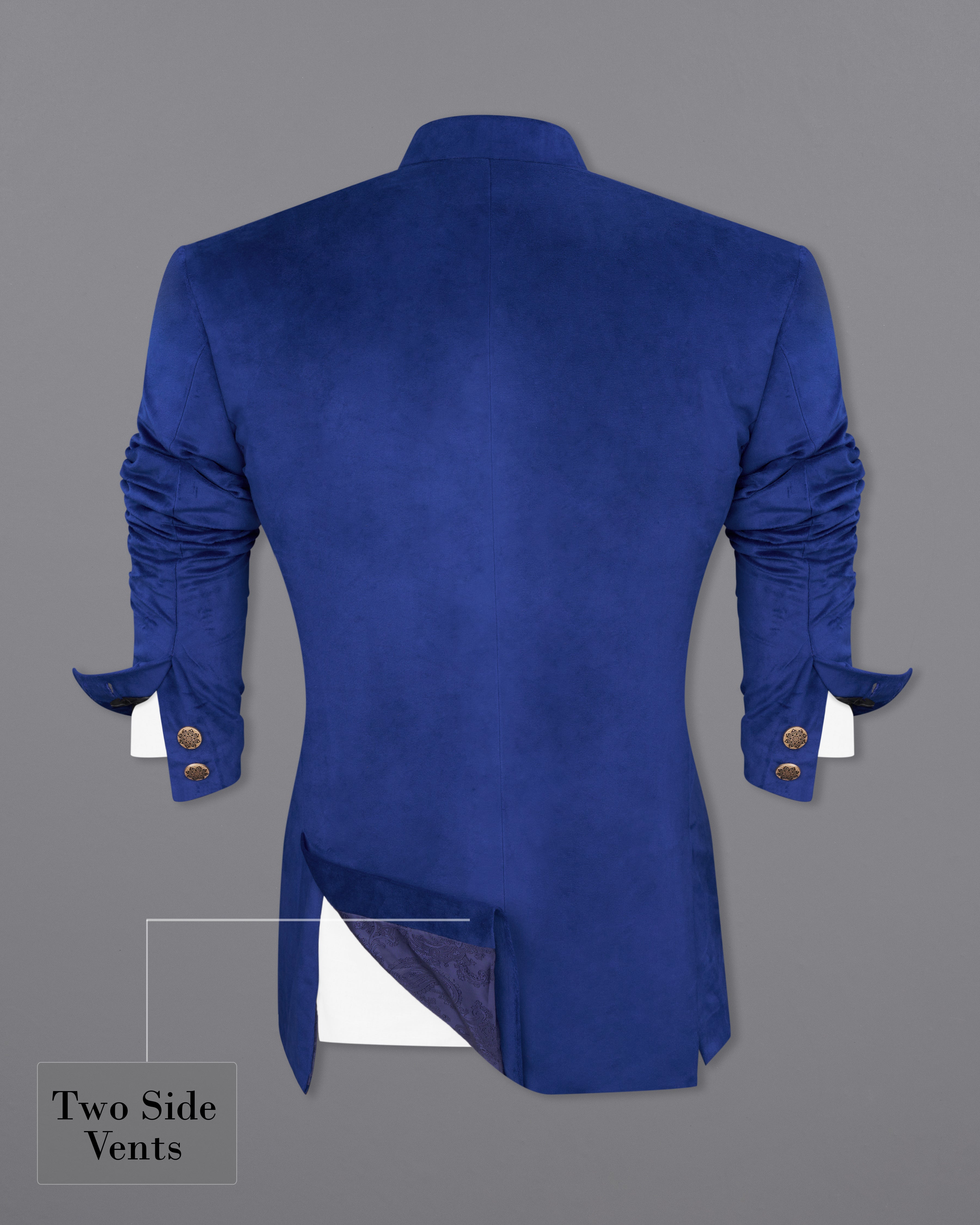 Downriver Blue Bandhgala Velvet Blazer BL2588-BG-36,BL2588-BG-38,BL2588-BG-40,BL2588-BG-42,BL2588-BG-44,BL2588-BG-46,BL2588-BG-48,BL2588-BG-50,,BL2588-BG-52,BL2588-BG-54,BL2588-BG-56,BL2588-BG-58,BL2588-BG-60