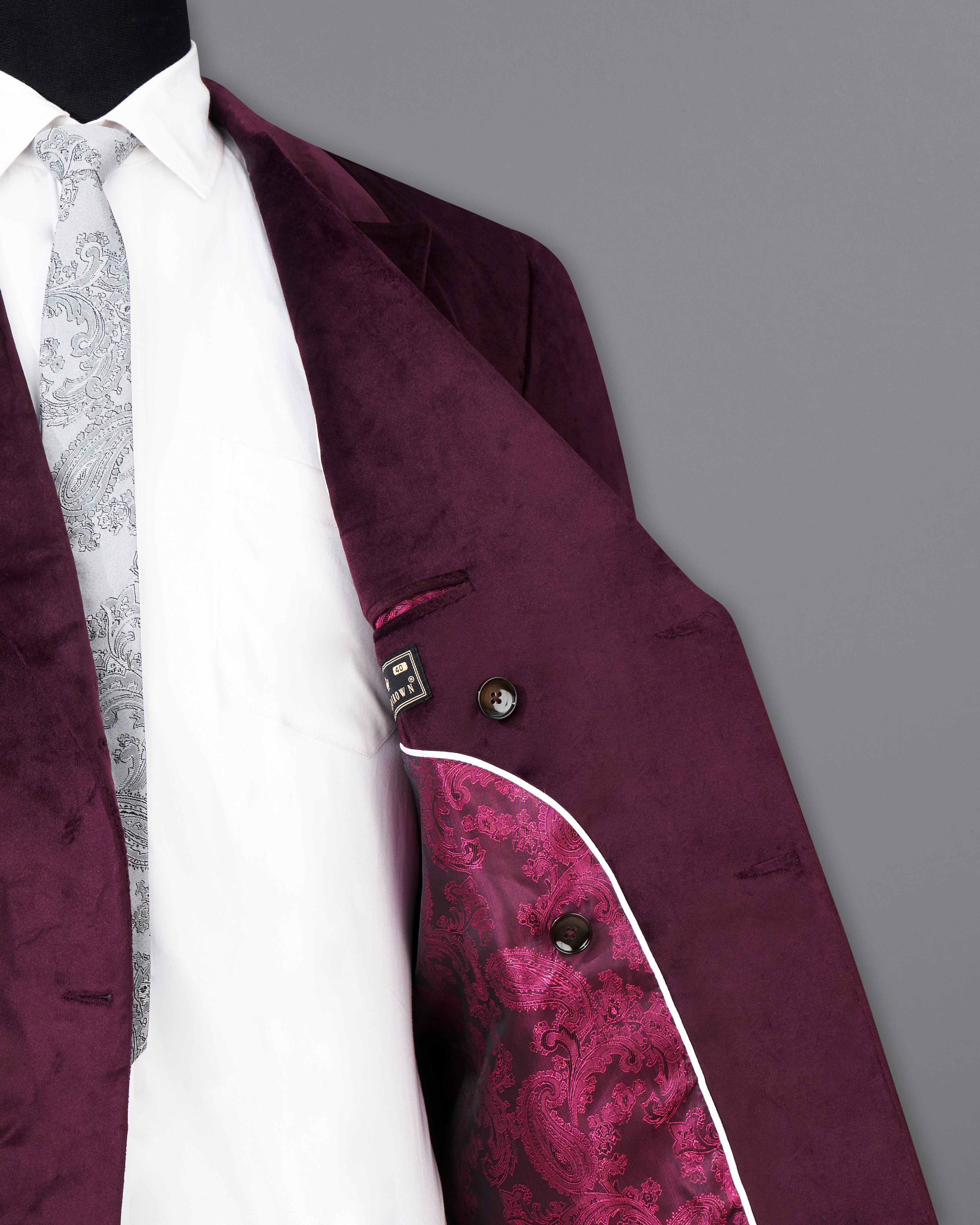 Eclipse Maroon Double Breasted Velvet Blazer BL2597-DB-36,BL2597-DB-38,BL2597-DB-40,BL2597-DB-42,BL2597-DB-44,BL2597-DB-46,BL2597-DB-48,BL2597-DB-50,,BL2597-DB-52,BL2597-DB-54,BL2597-DB-56,BL2597-DB-58,BL2597-DB-60