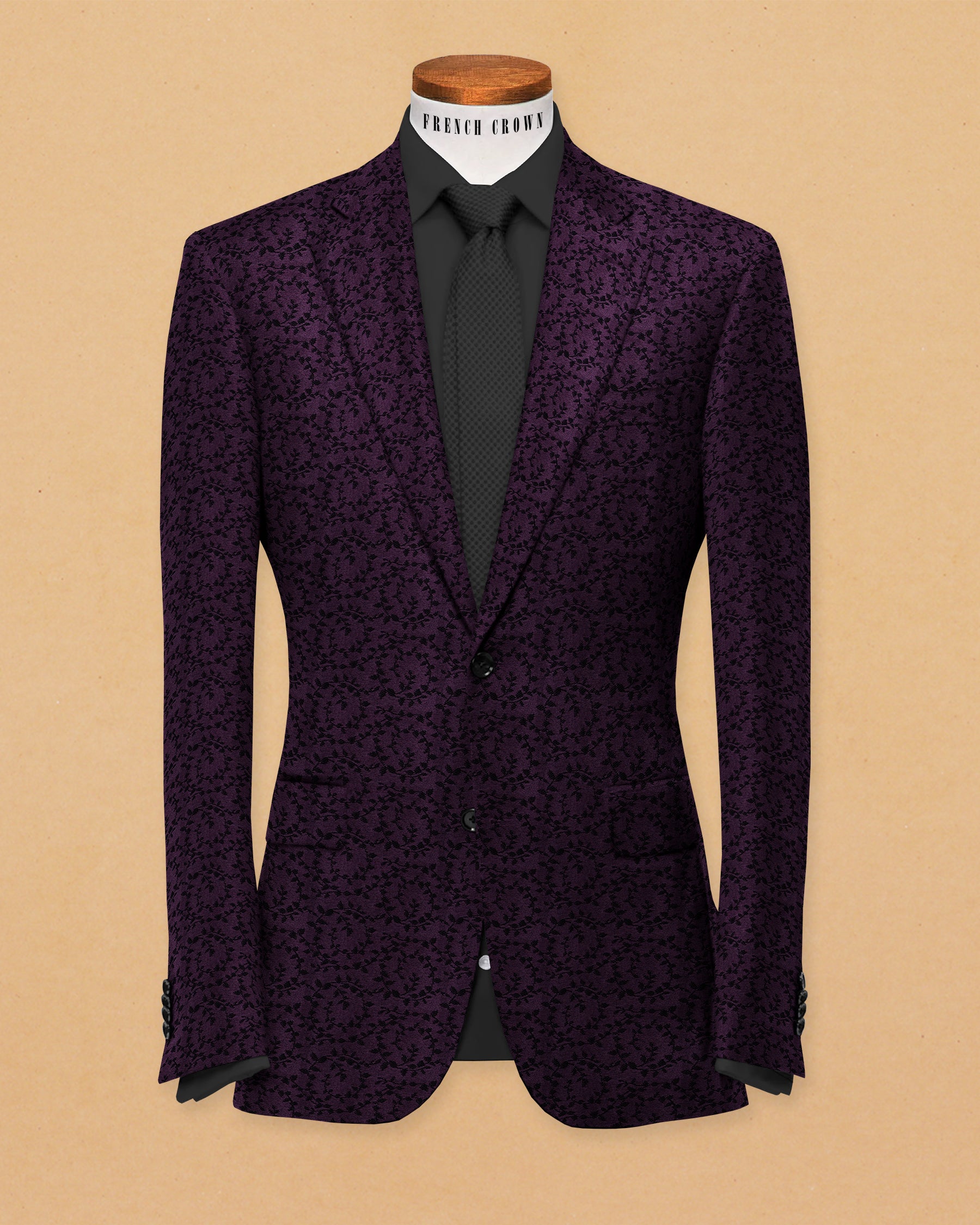 Burgundy Climber-Patterned Jacquard Premium Designer Blazer