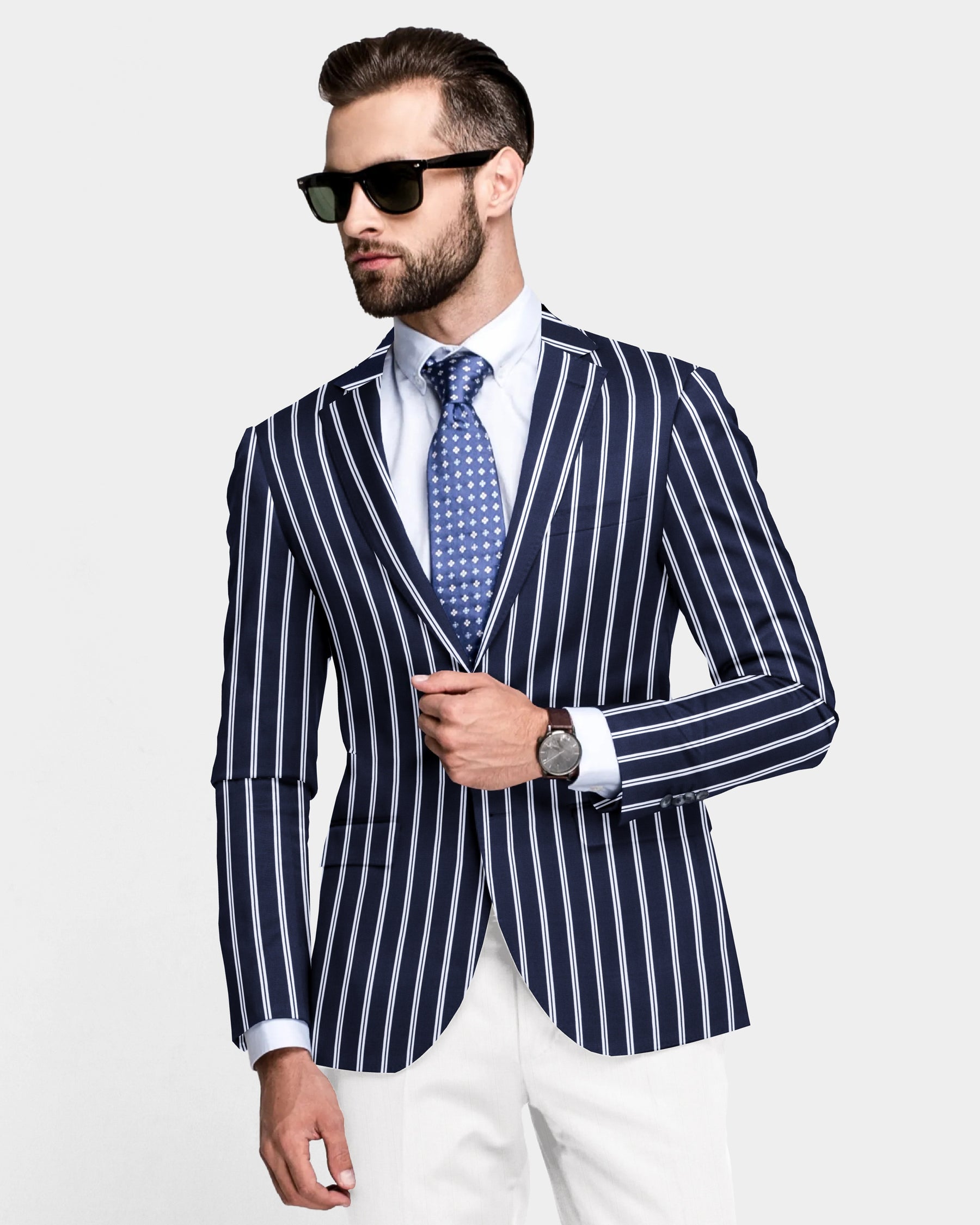 Navy Striped Designer Blazer