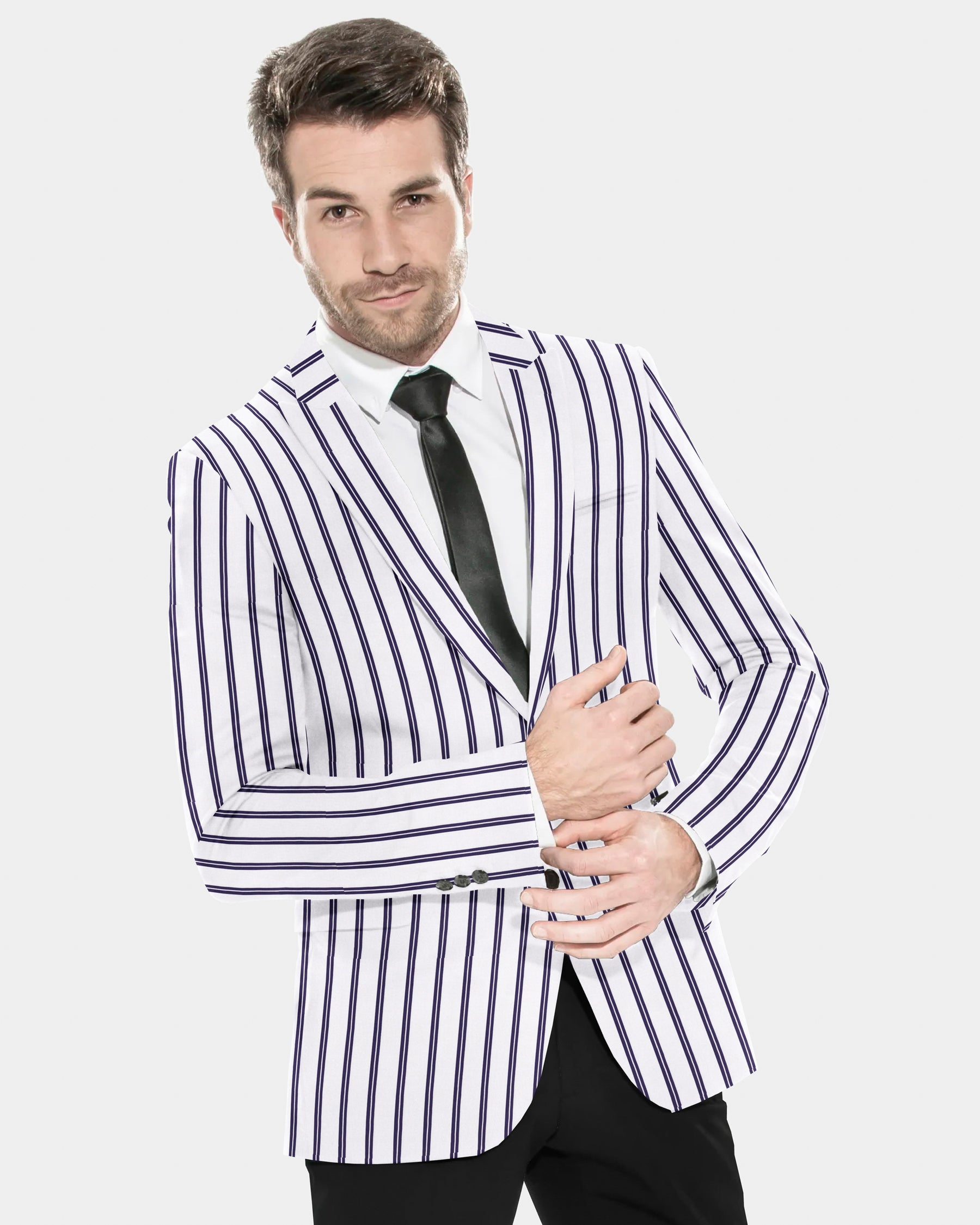 Bright White with Blue Designer Blazer