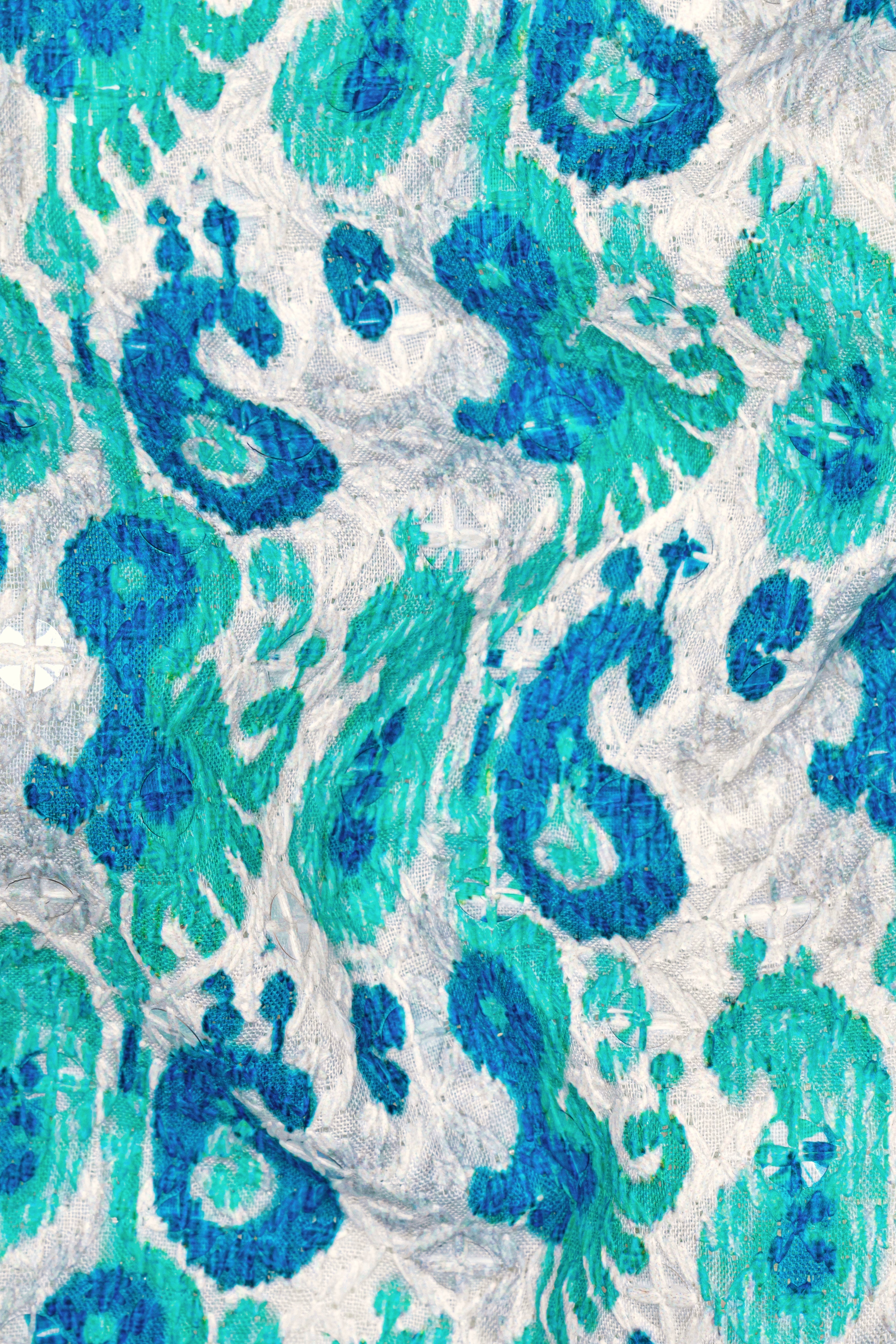 Bright White And Curious Blue Designer Thread Embroidered Bandhgala Jodhpuri